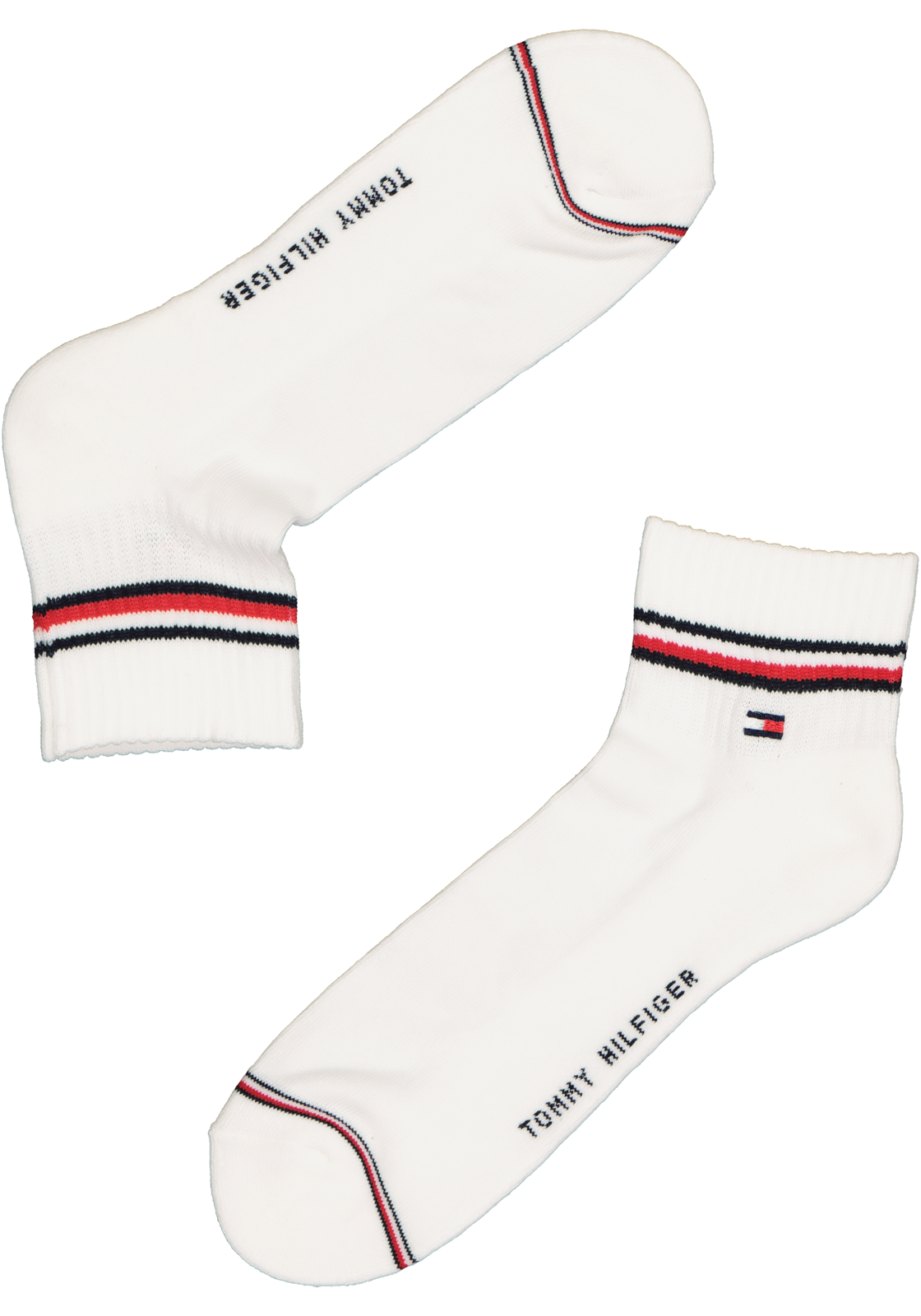 6-8718824976471_sok_HR Tommy Hilfiger Iconic Quarter Socks (2-pack), heren sneaker sportsokken katoen, wit