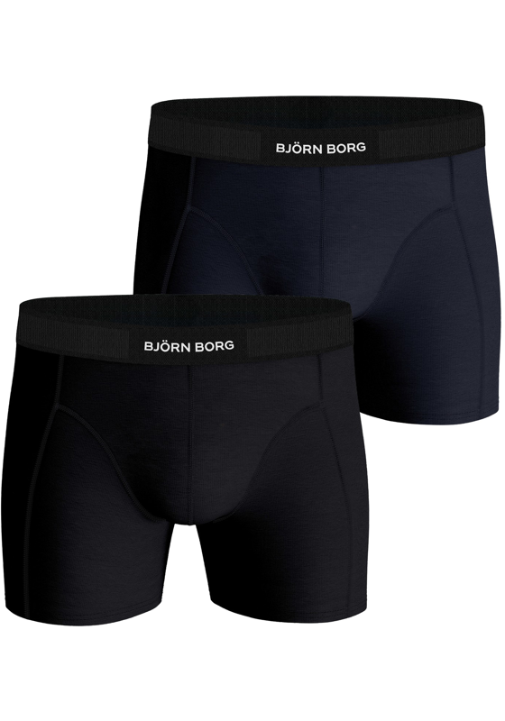Bjorn Borg Cotton Stretch boxers, heren boxers normale lengte (2-pack), blauw en zwart Bjorn Borg Cotton Stretch boxers, heren boxers normale lengte (2-pack), blauw en zwart