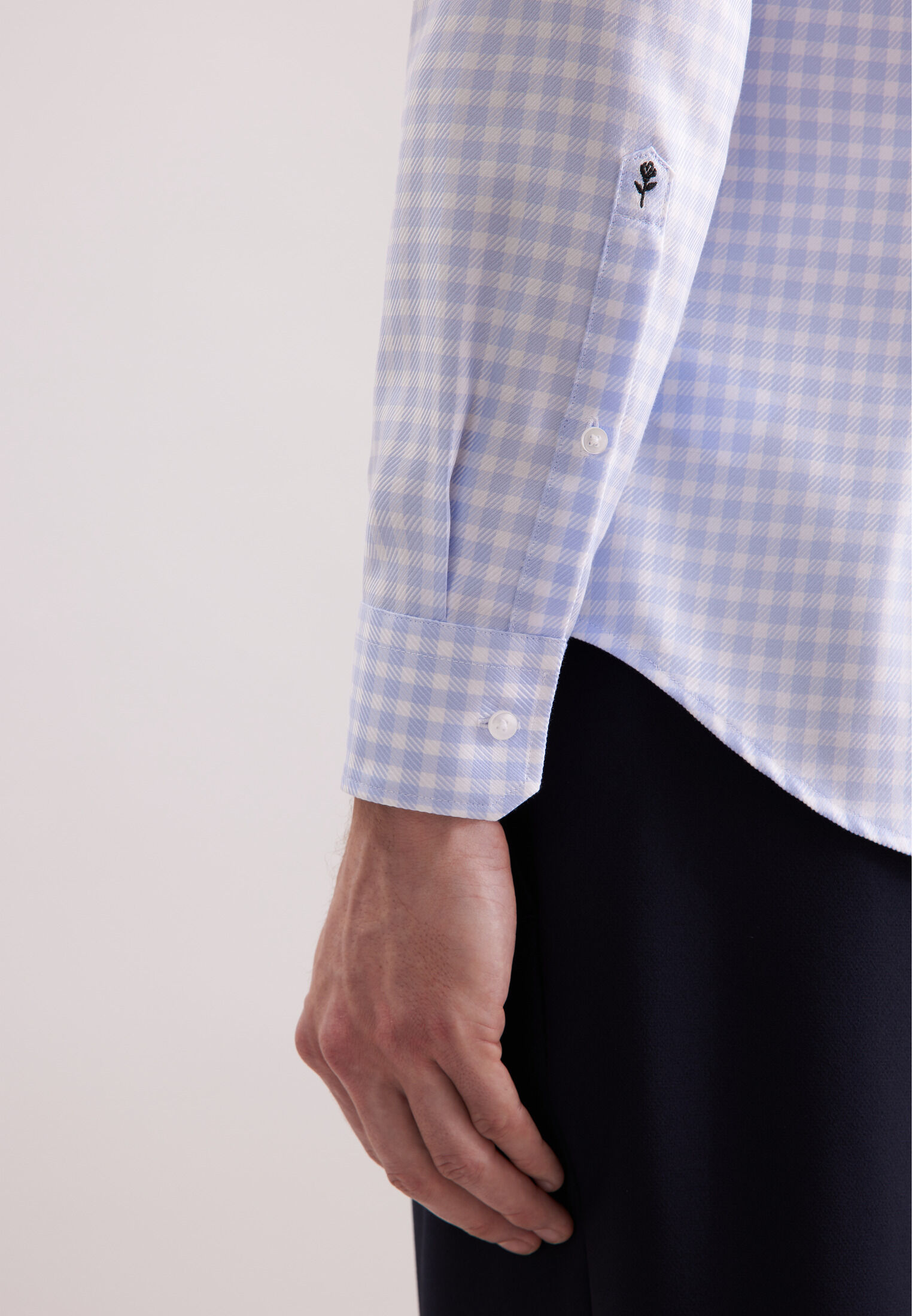 Seidensticker slim fit overhemd, popeline, blauw geruit