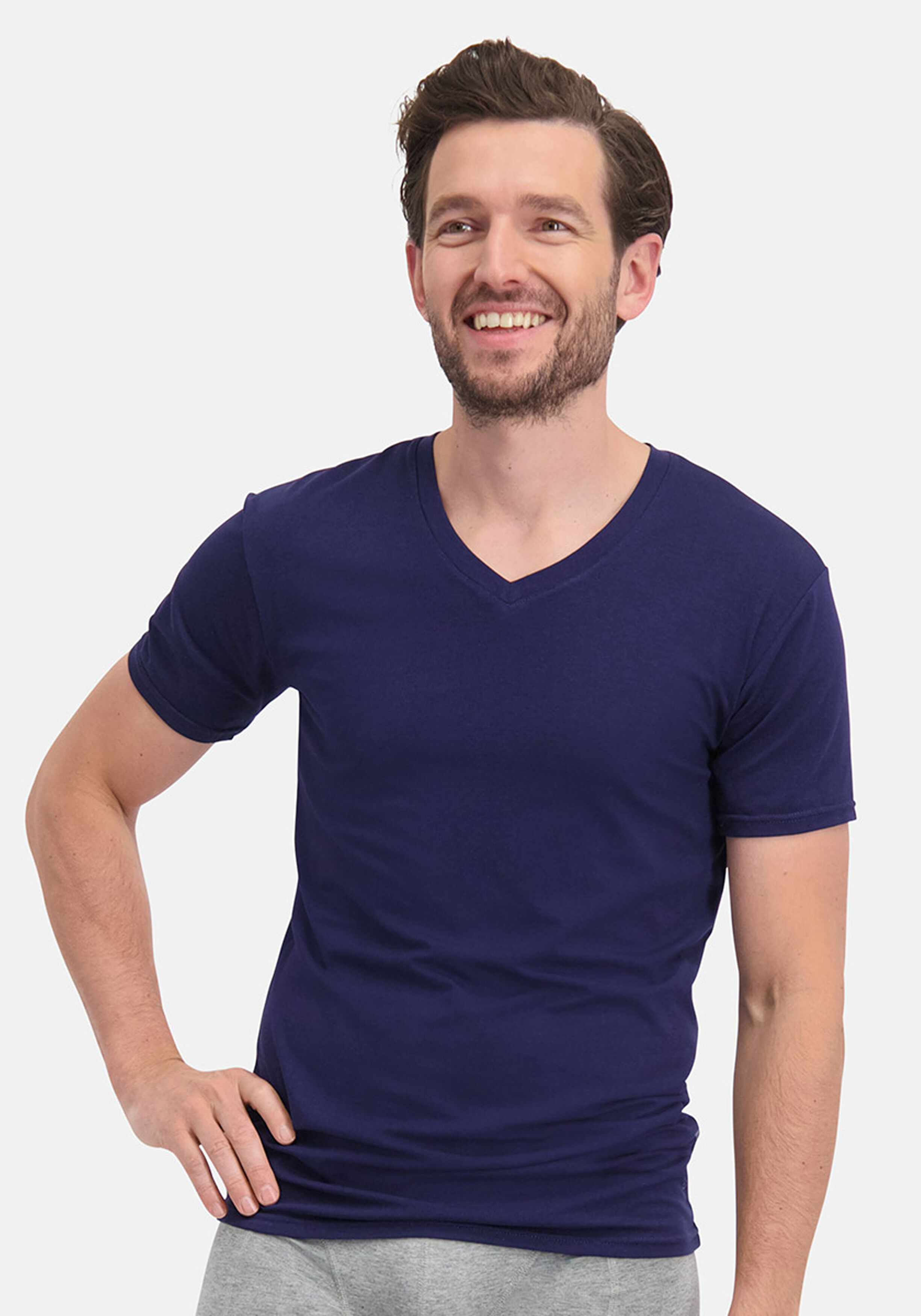 Bamboo Basics Velo V-neck T-shirt (2-pack), heren T-shirt V-hals, donkerblauw