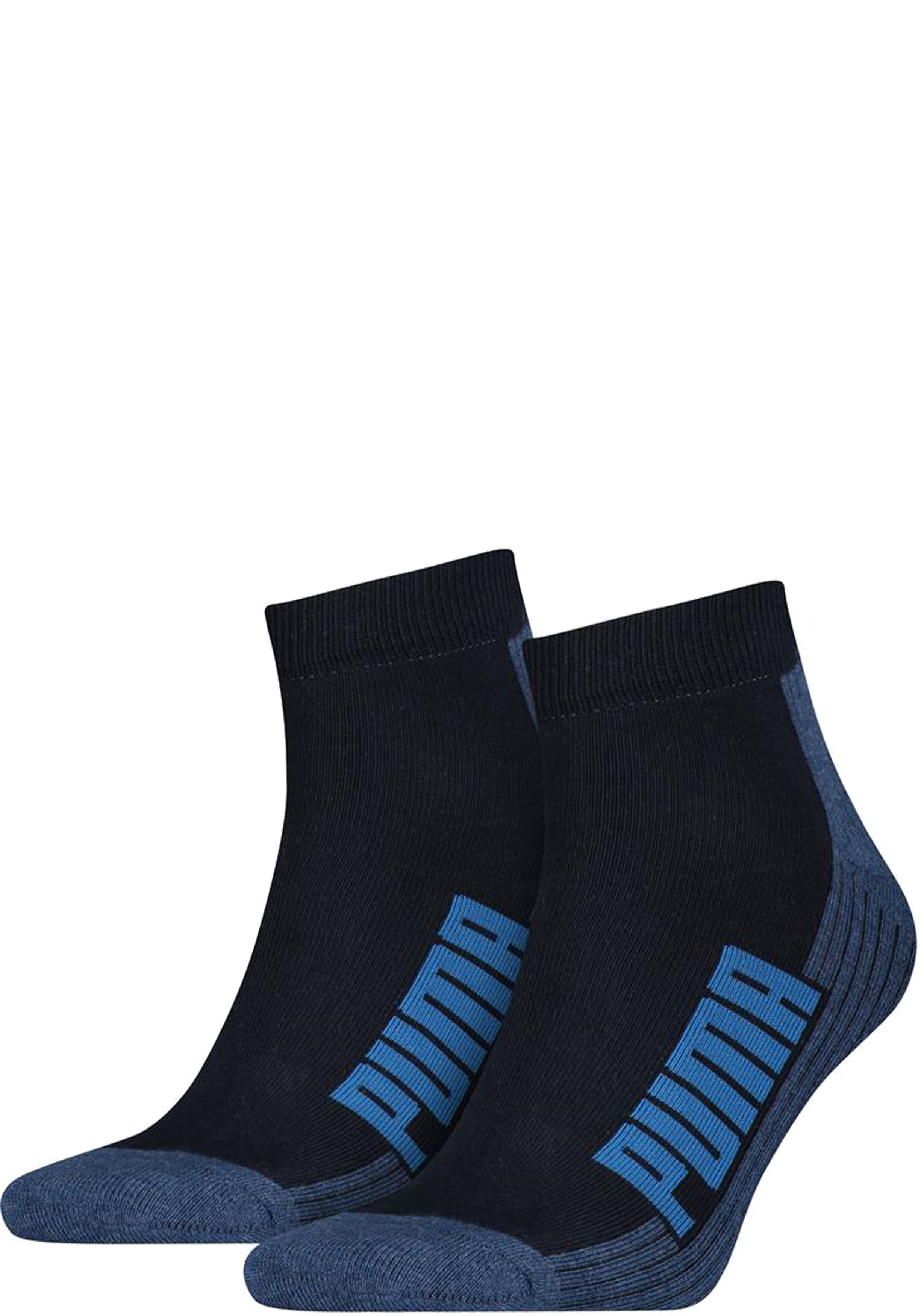 Puma Unisex Bwt Cushioned  Quarter (2-pack), unisex hoge enkelsokken, blauw, grijs, blauw