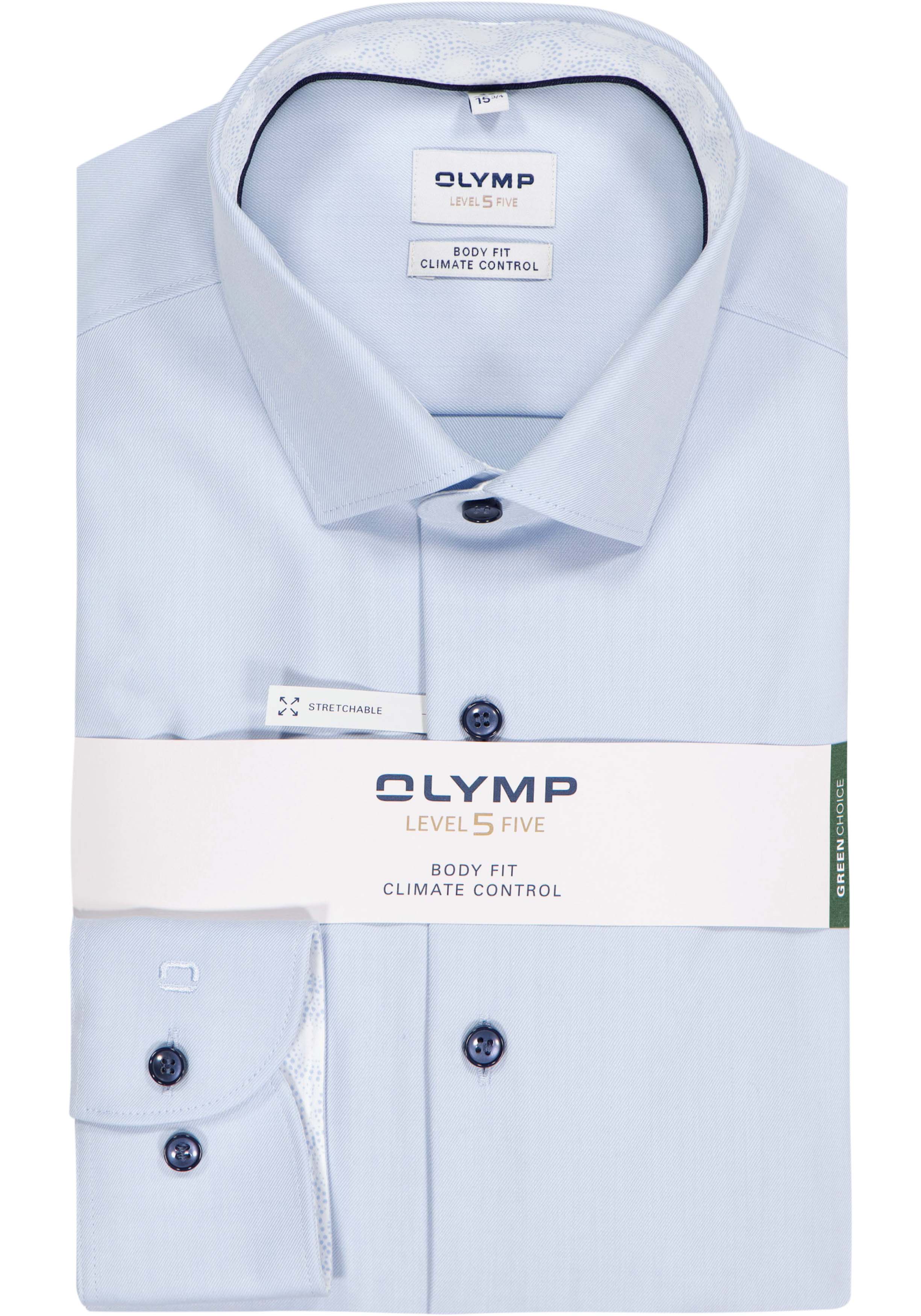 OLYMP 24/7 Level 5 body fit overhemd, twill, lichtblauw