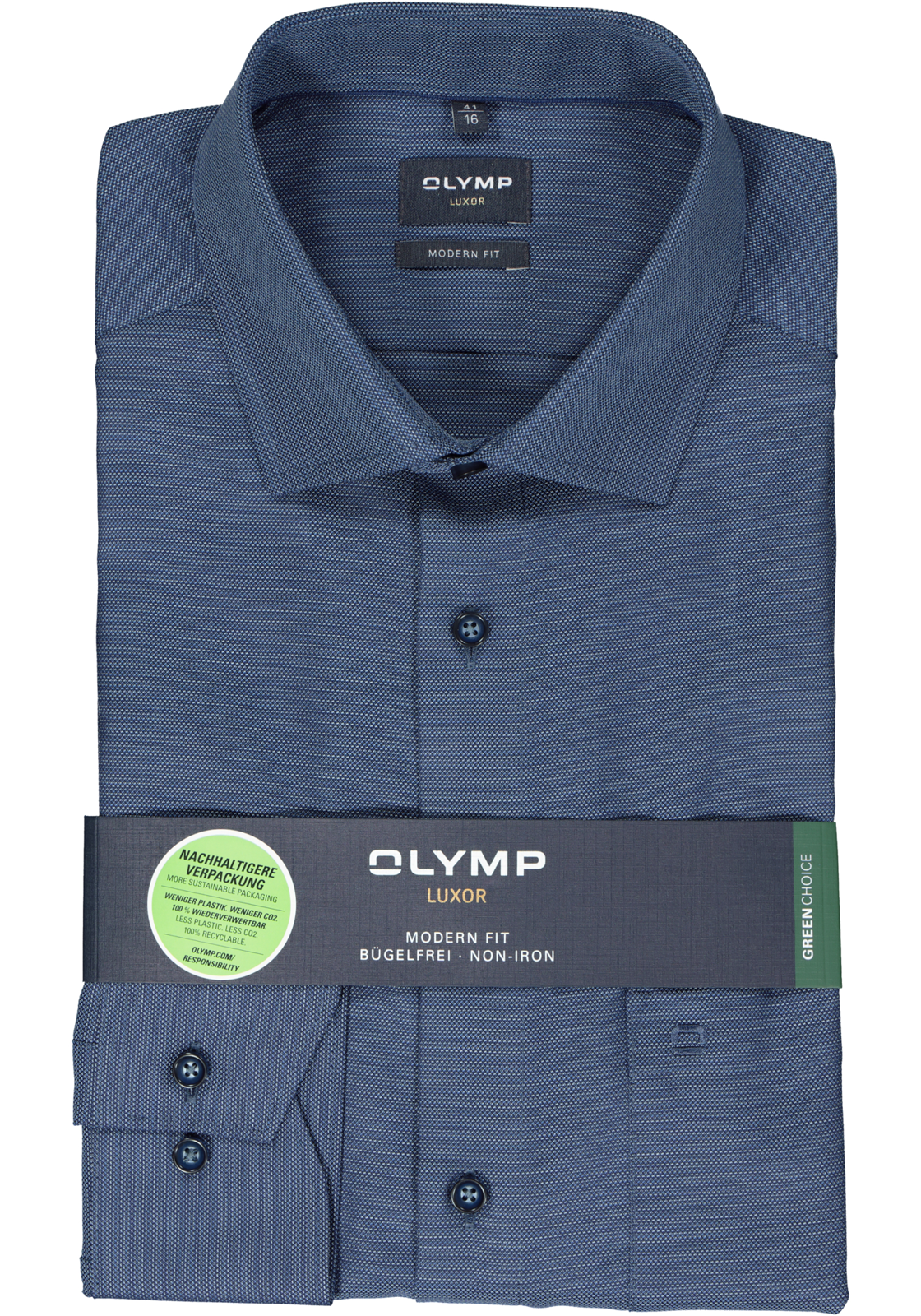2-4066425568095_olymp-overhemd_HR OLYMP modern fit overhemd, structuur, marine blauw