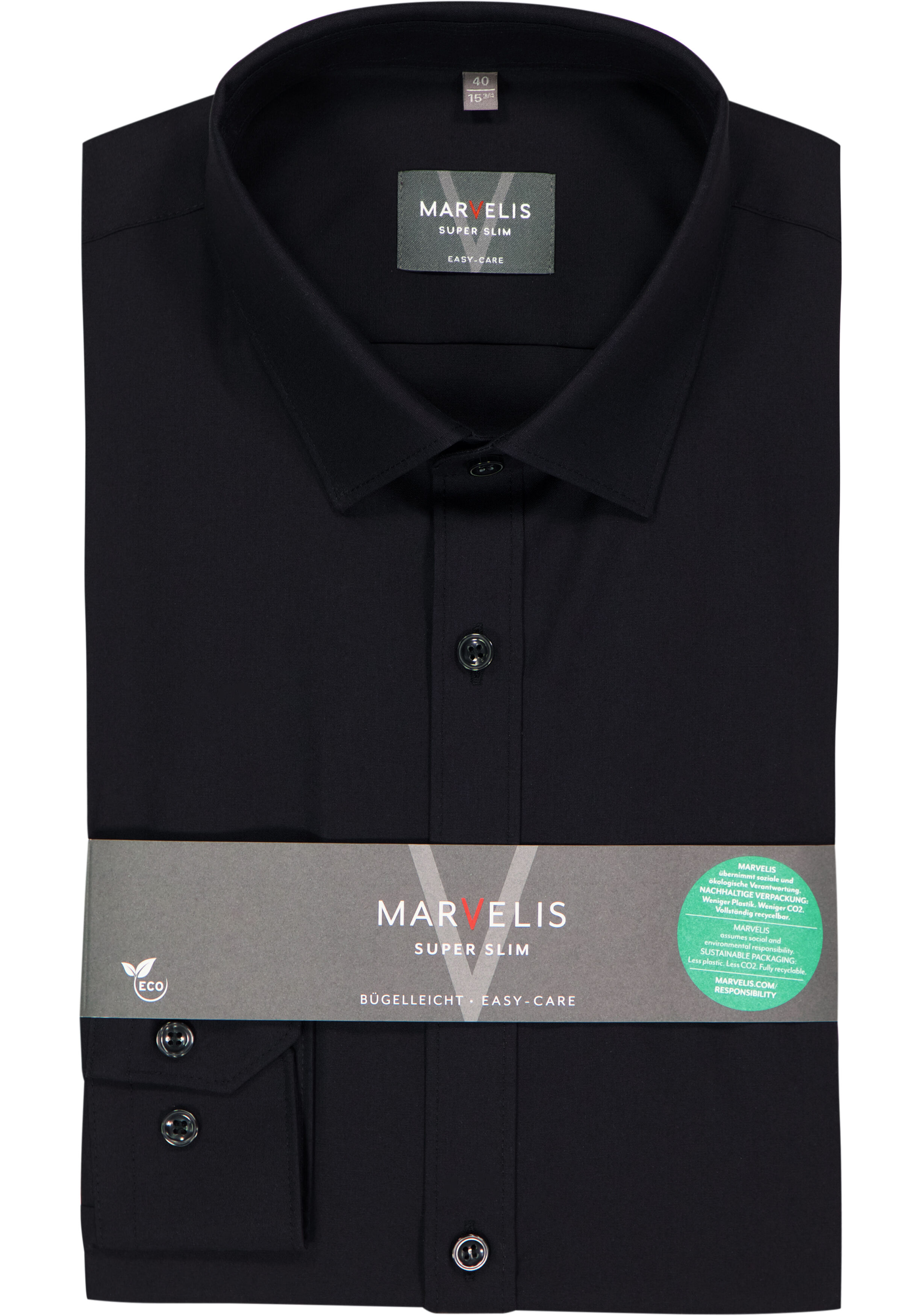 MARVELIS super slim fit overhemd, popeline, zwart