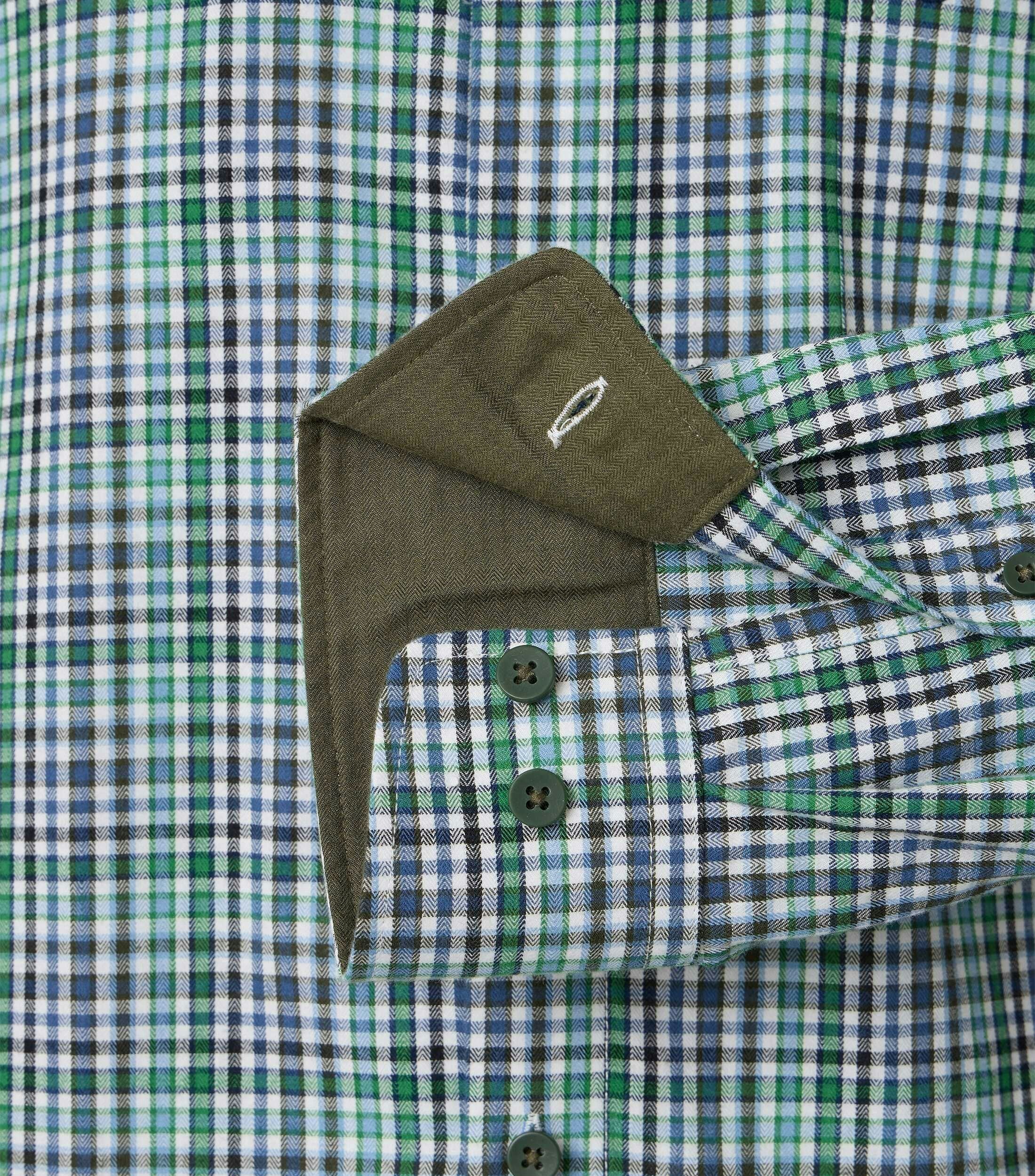 Redmond modern fit overhemd, twill, groen, blauw, wit geruit