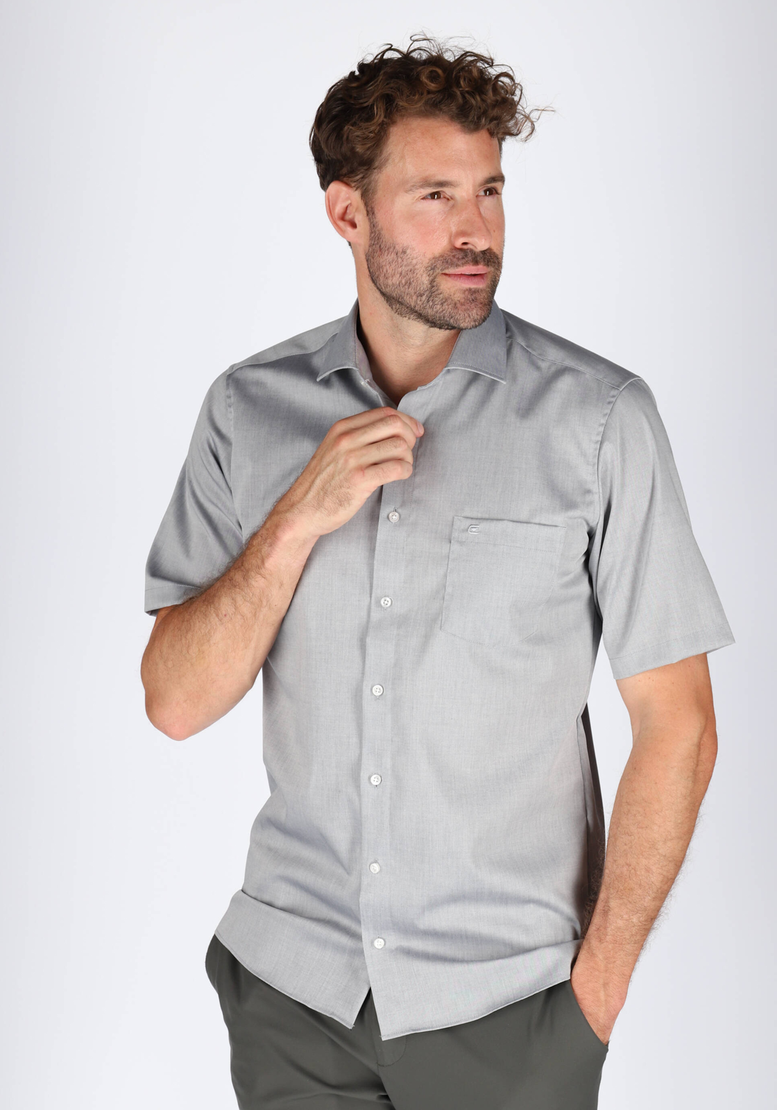 03-4060031449274-hemdvoorhem-Shoot_Auke_898076_Casa_Moda-tm_juni_2028-basis-008530-705_HR CASA MODA modern fit overhemd, korte mouw, grijs
