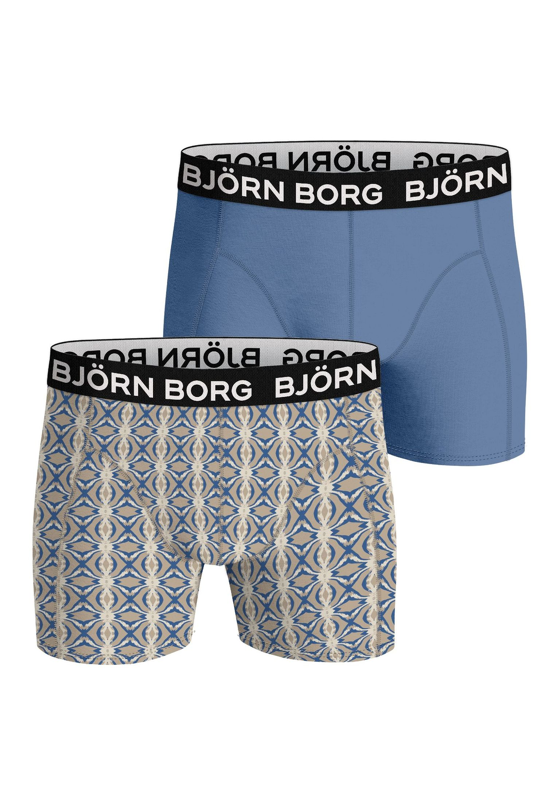 Bjorn Borg Bamboo Cotton Blend boxers, heren boxers normale lengte (2-pack), lichtblauw en print Bjorn Borg Bamboo Cotton Blend boxers, heren boxers normale lengte (2-pack), lichtblauw en print