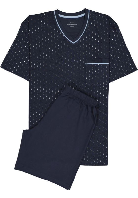 Gotzburg heren shortama, blauw met lichtblauw en wit dessin Gotzburg heren shortama, blauw met lichtblauw en wit dessin
