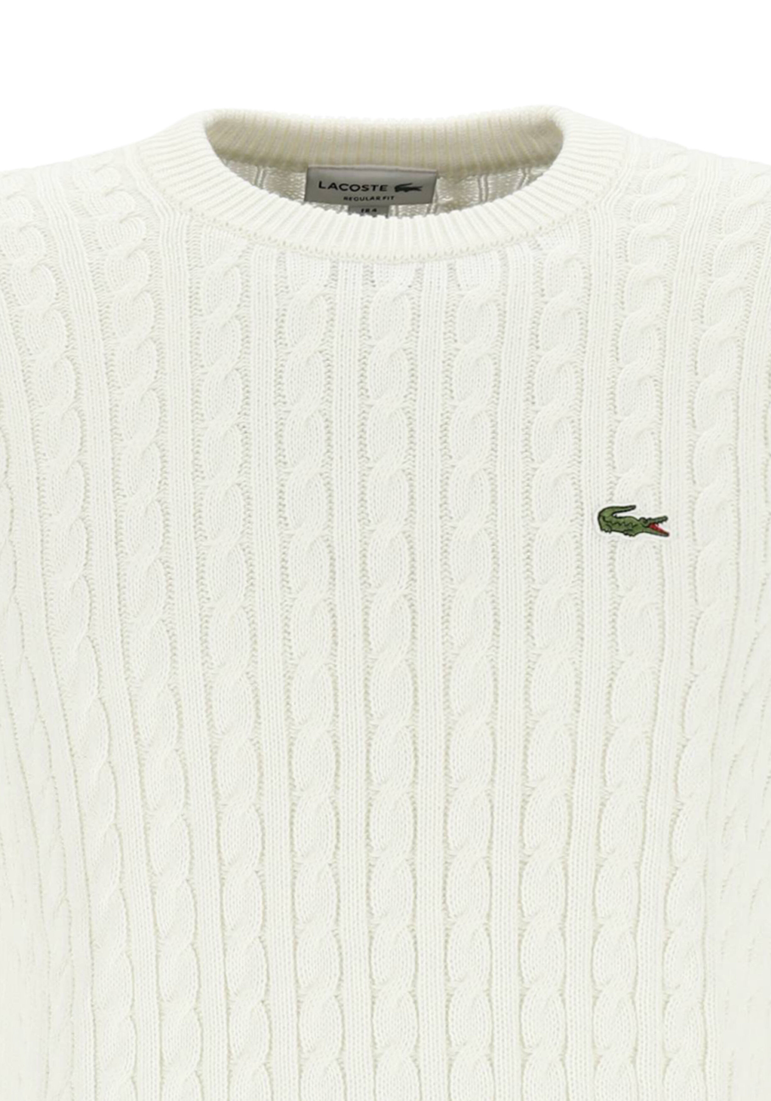 Lacoste herentrui katoen, O-hals, bloemwit
