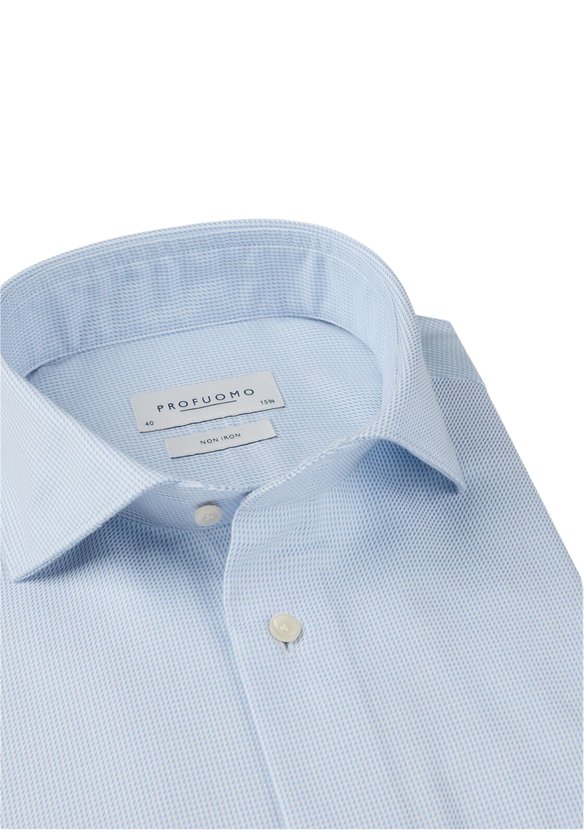 Profuomo slim fit heren overhemd, dobby, lichtblauw