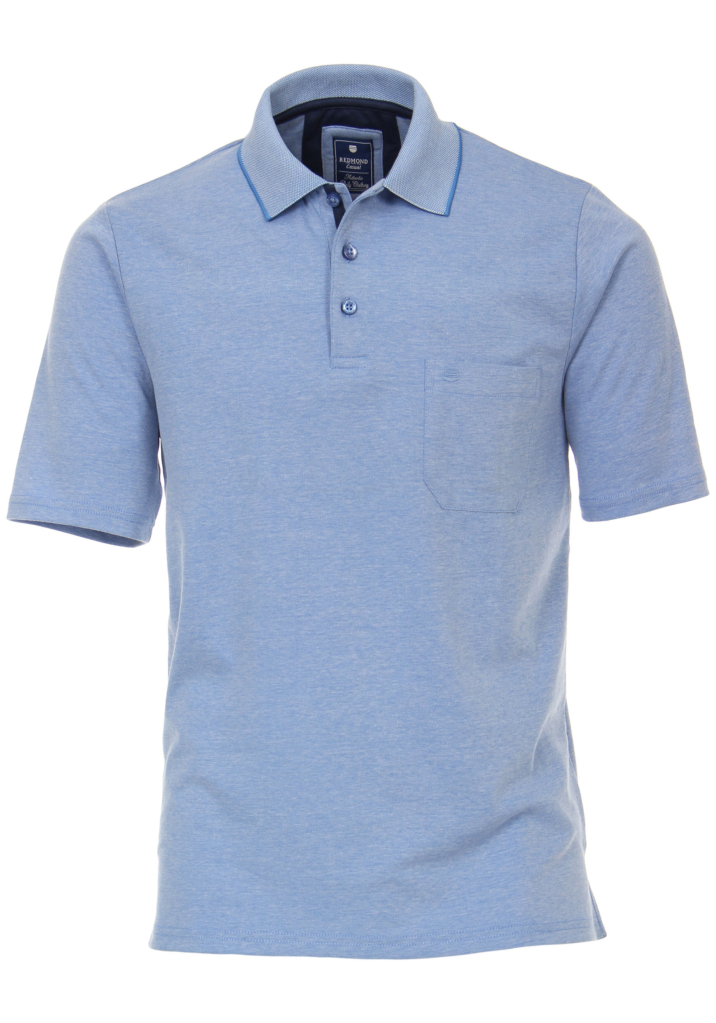 Redmond regular fit poloshirt, midden blauw melange