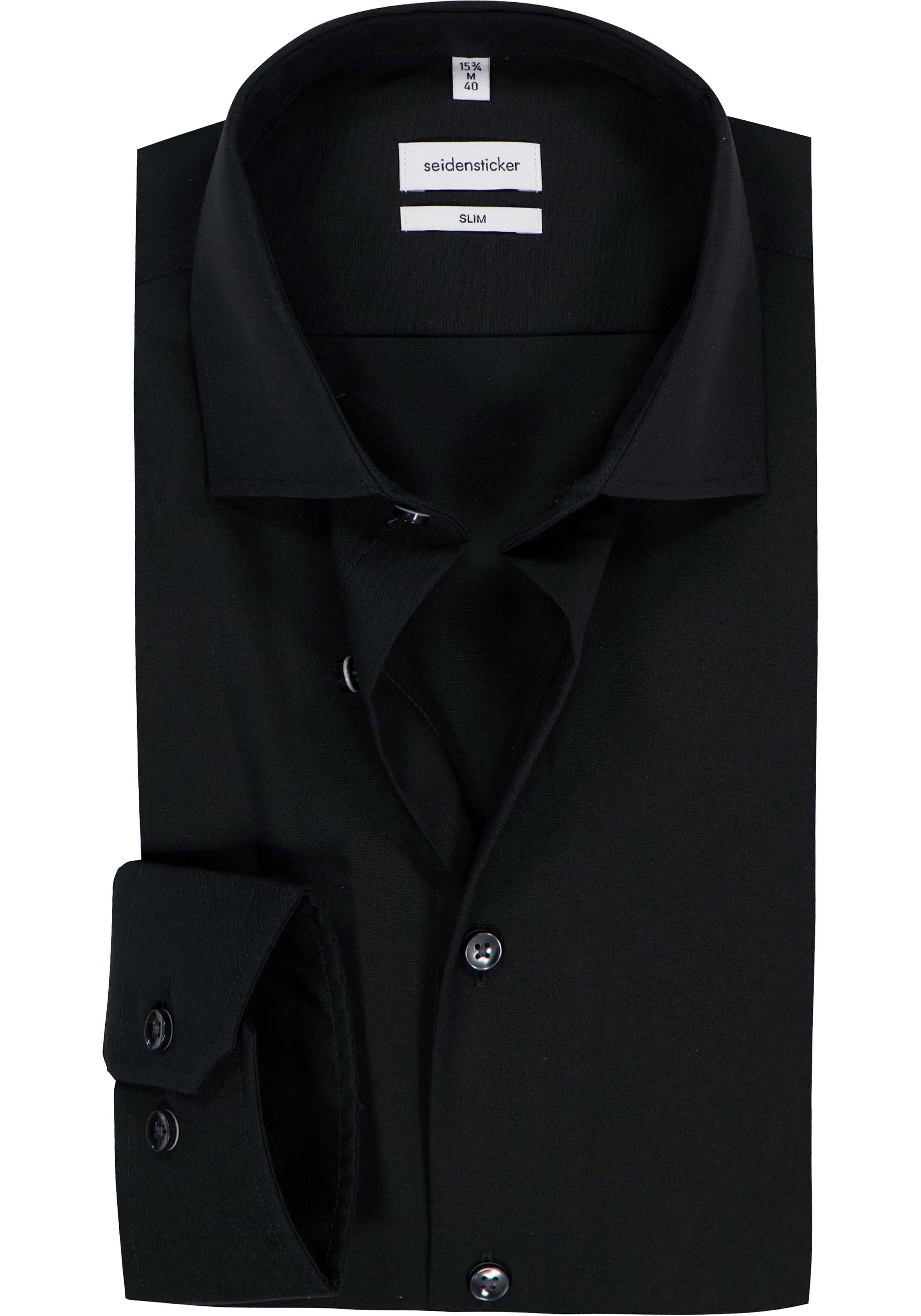 Seidensticker slim fit overhemd, zwart 