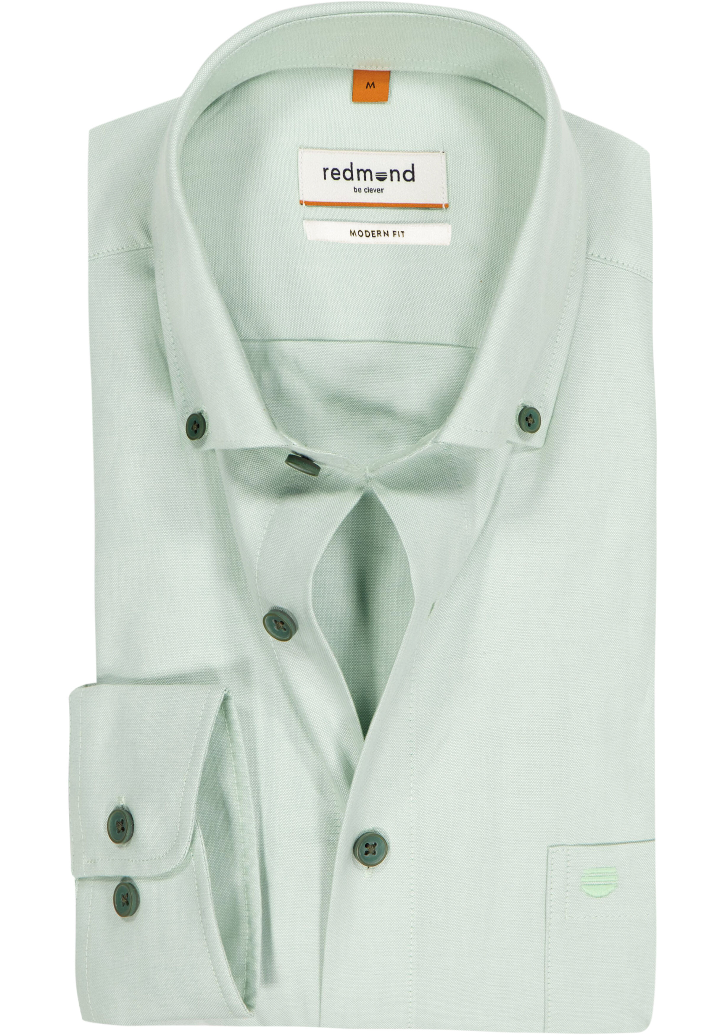 Redmond modern fit overhemd, Oxford, lichtgroen