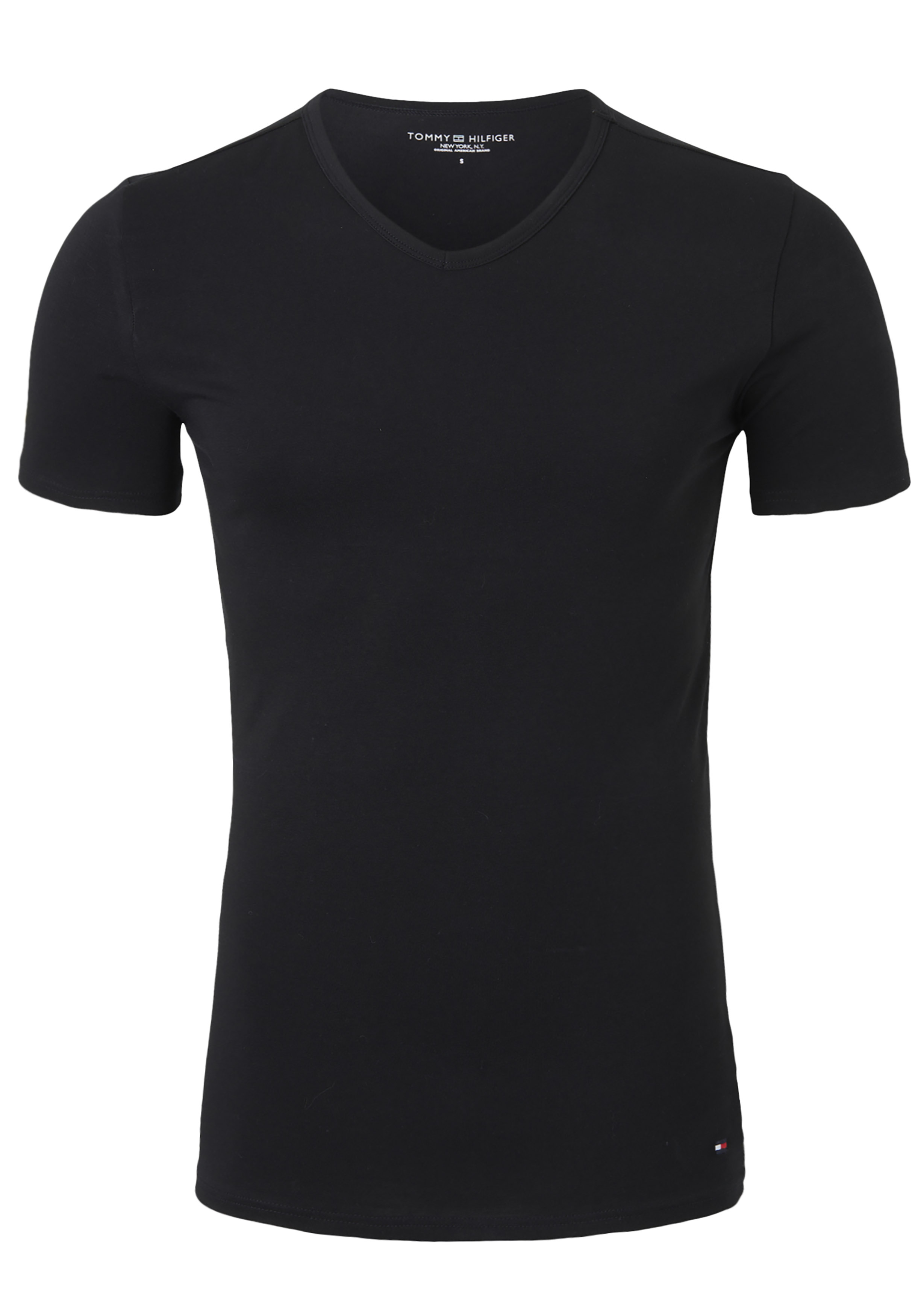 Tommy Hilfiger Cotton stretch T-shirts (3-pack), heren T-shirts V-hals, zwart