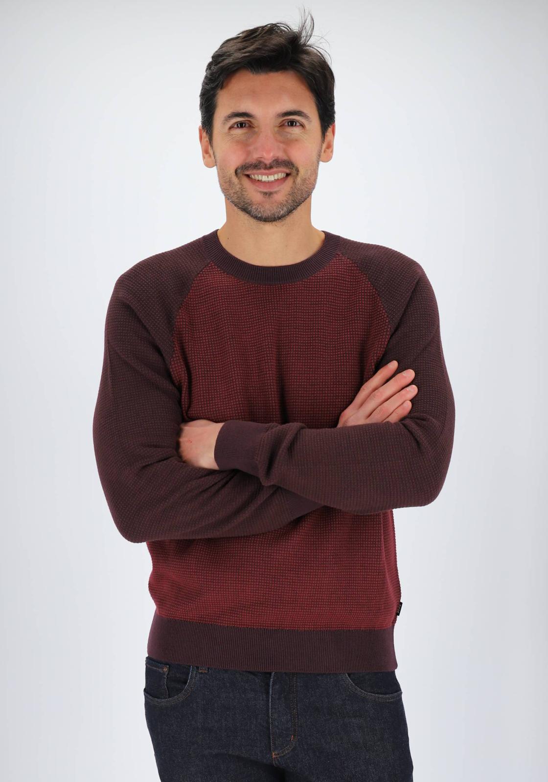 BOSS Dairon regular fit trui wolmengsel, heren trui middeldik O-hals, rood BOSS Dairon regular fit trui wolmengsel, heren trui middeldik O-hals, rood