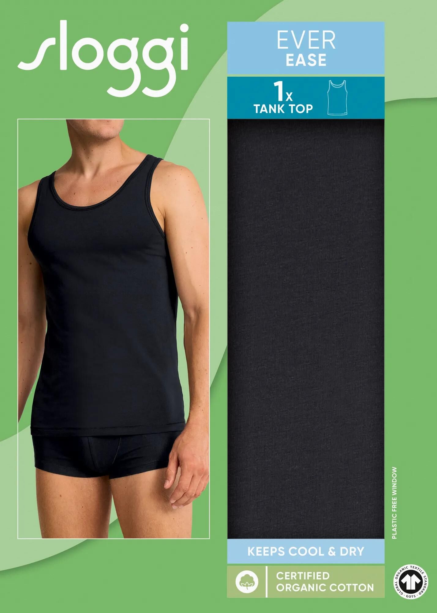 Sloggi Men EVER Ease Tank Top, heren mouwloos T-shirt (1-pack), zwart
