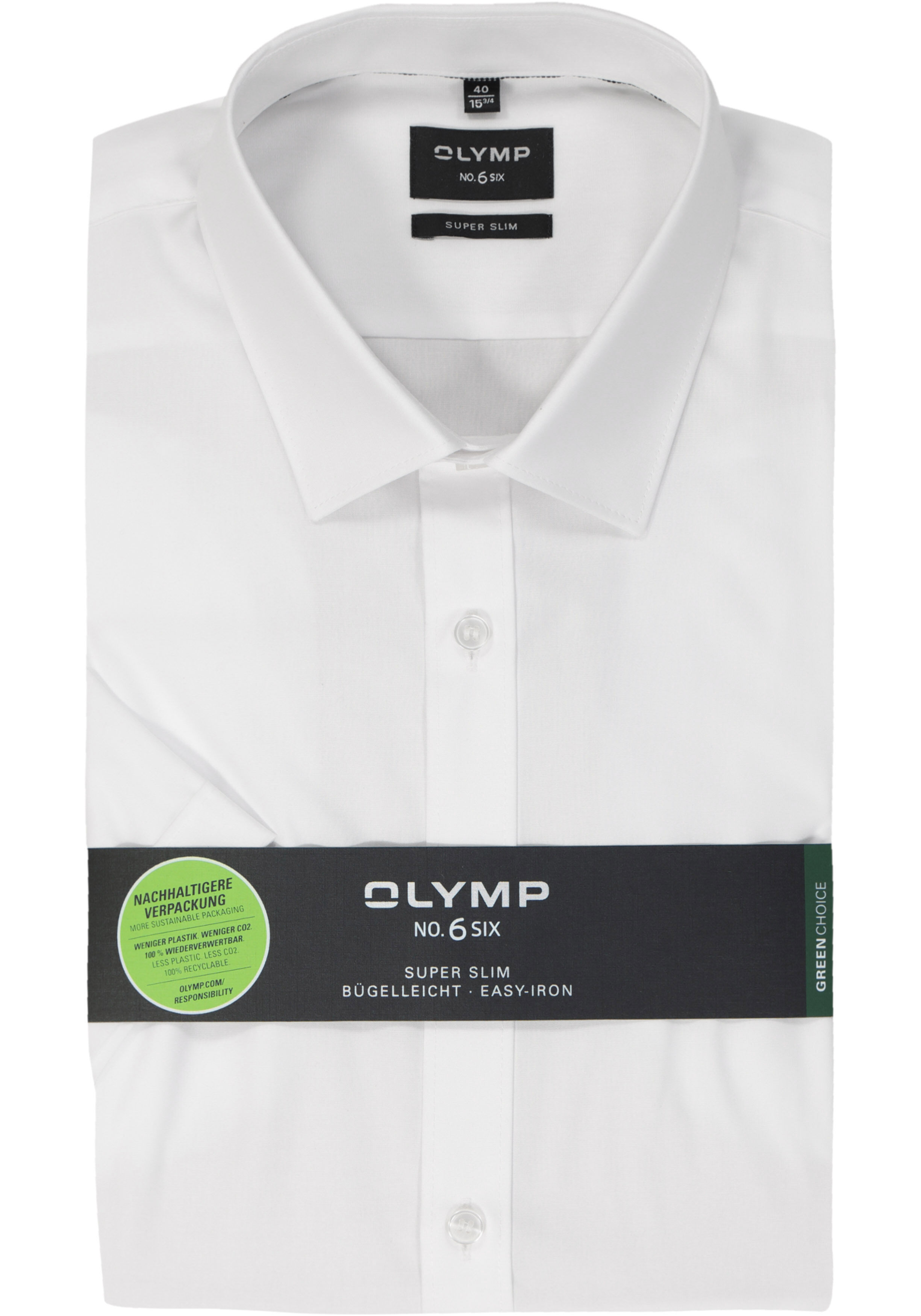 OLYMP No. 6 Six super slim fit overhemd, korte mouw, popeline, wit