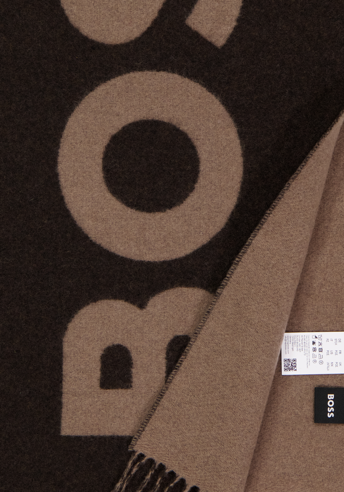 BOSS Rikard sjaal wol, heren sjaal gewoven, bruin BOSS Rikard sjaal wol, heren sjaal gewoven, bruin