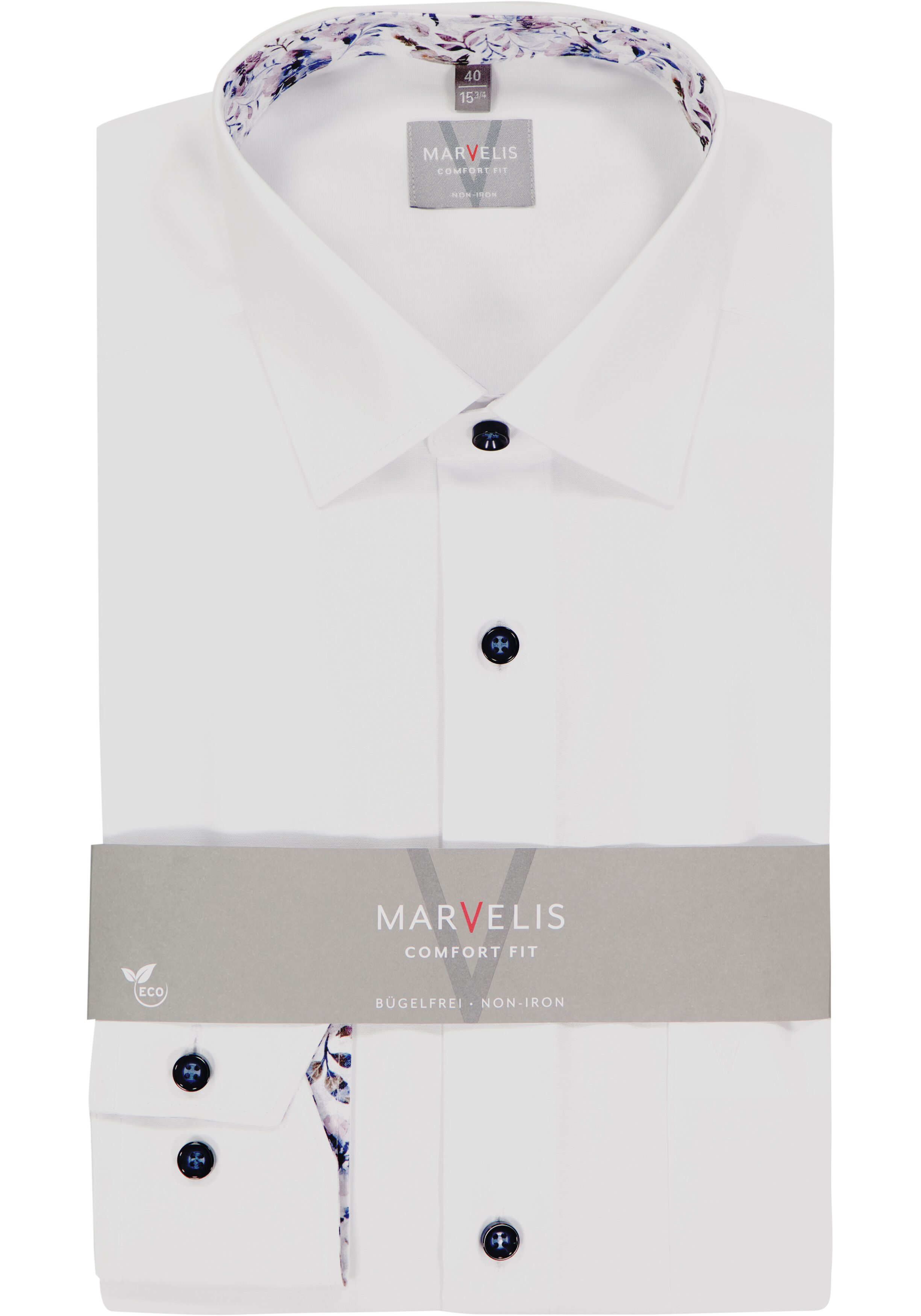 MARVELIS comfort fit overhemd, popeline, wit