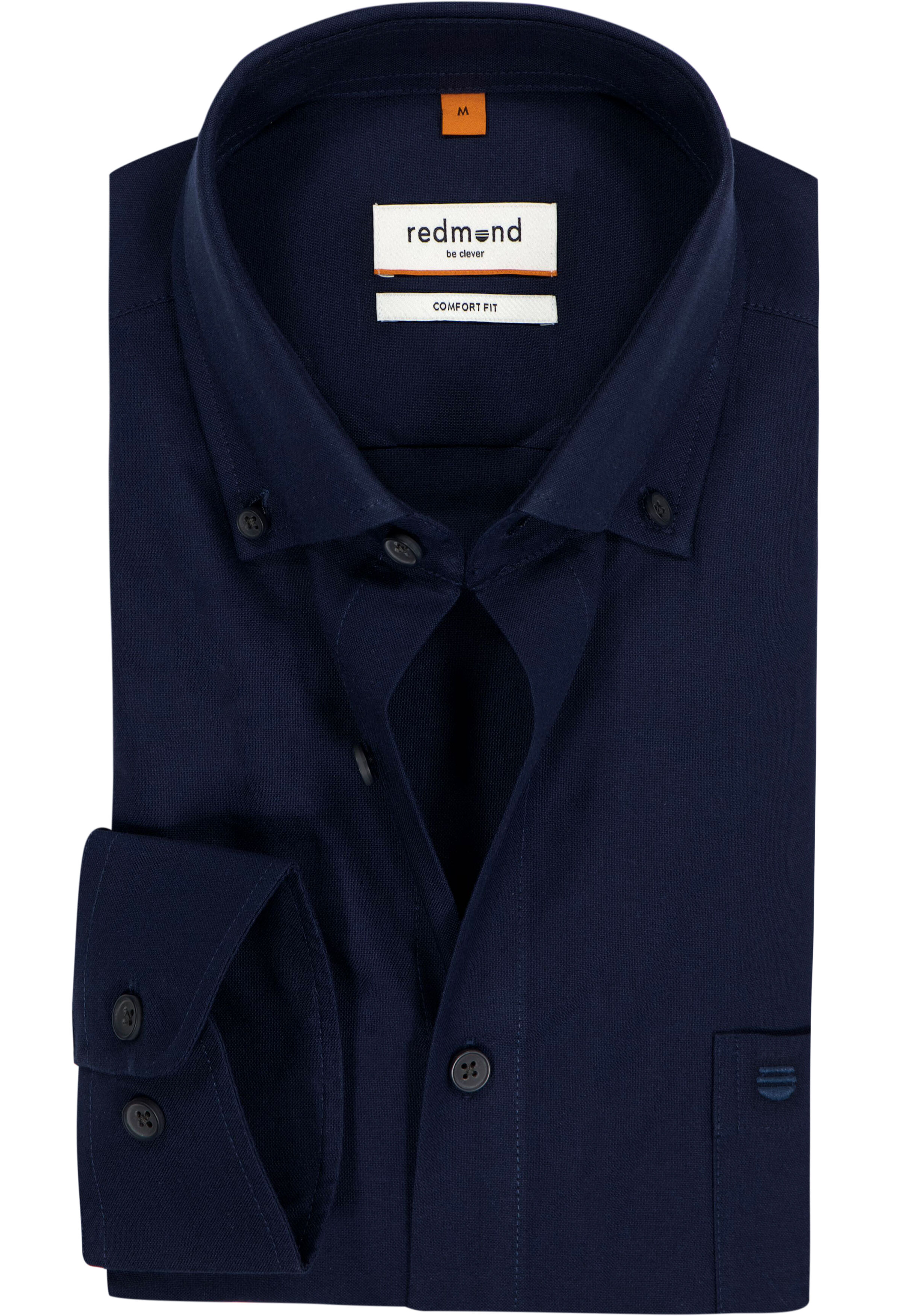 Redmond comfort fit overhemd, Oxford, donkerblauw