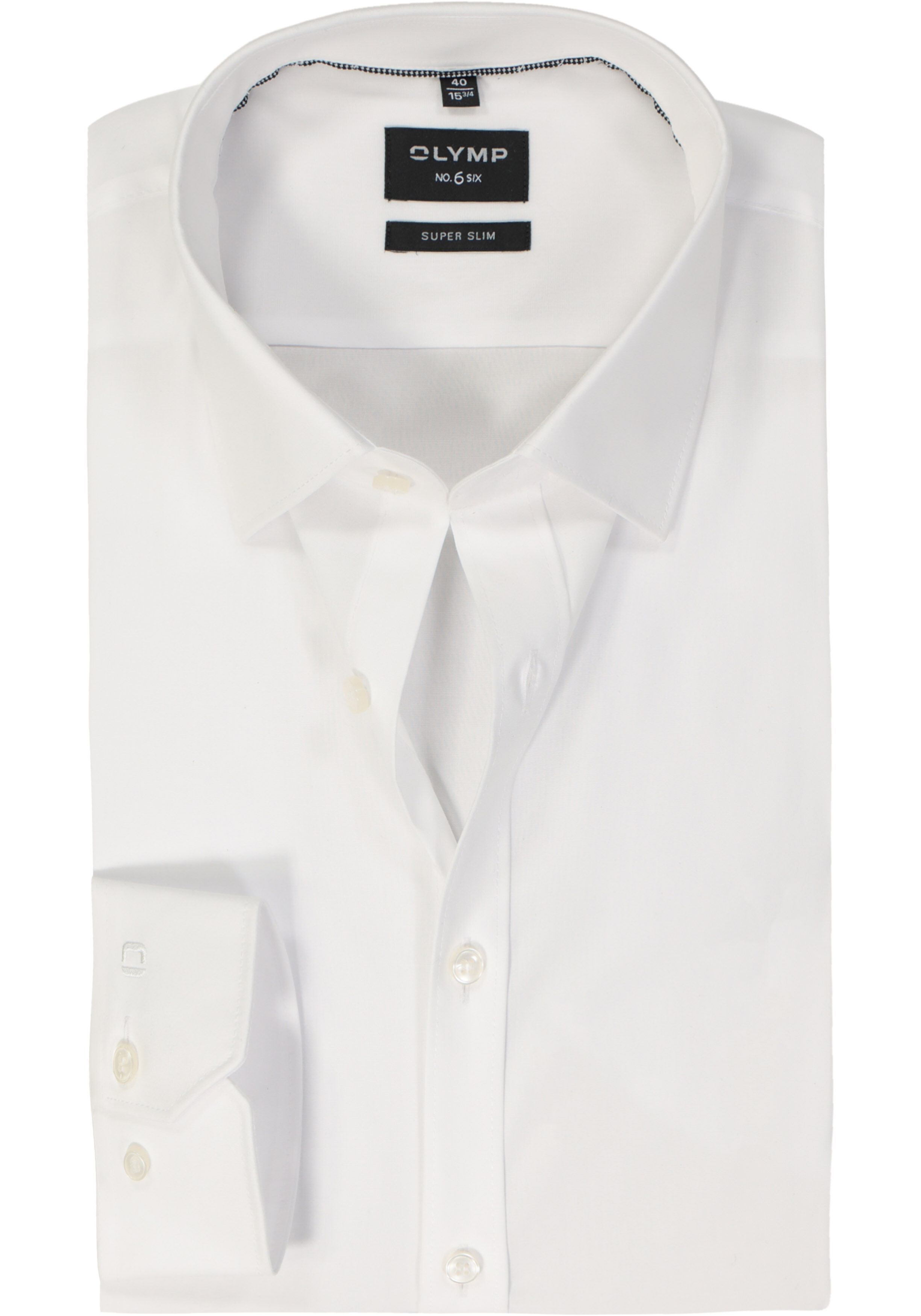 OLYMP No. Six super slim fit overhemd, mouwlengte 7, wit     
