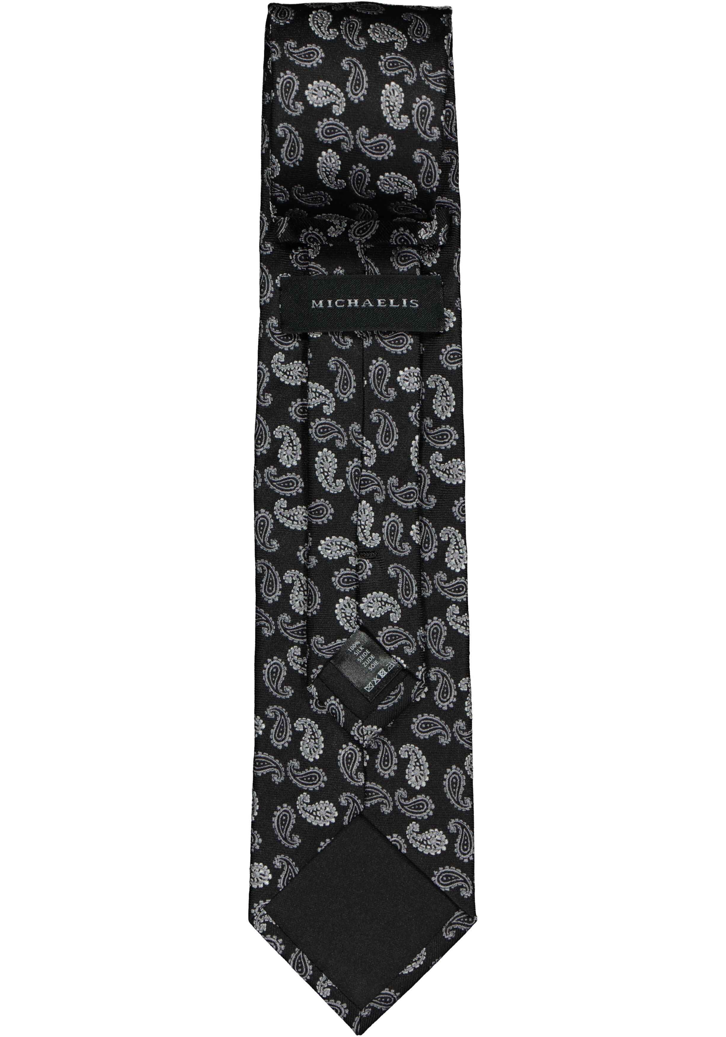 Michaelis stropdas, zwart paisley dessin