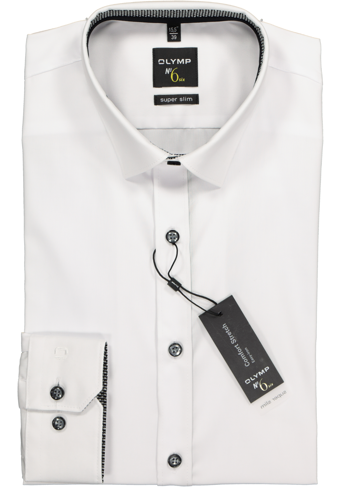 2-4063402045723_olymp-overhemd_HR OLYMP No. Six super slim fit overhemd, wit (zwart contrast)