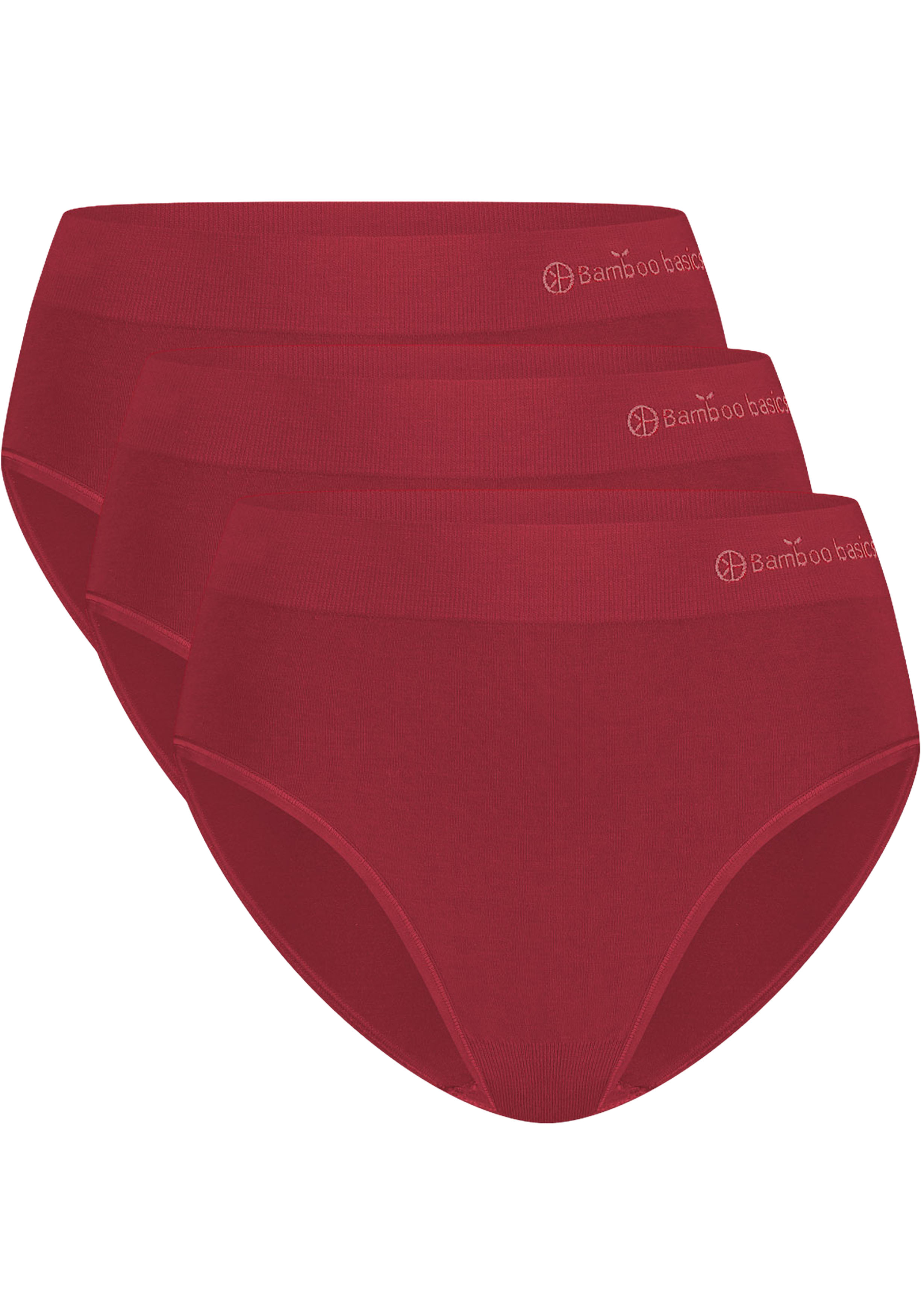 Bamboo Basics Belle seamless full brief (3-pack), dames tailleslip naadloos, bordeaux rood