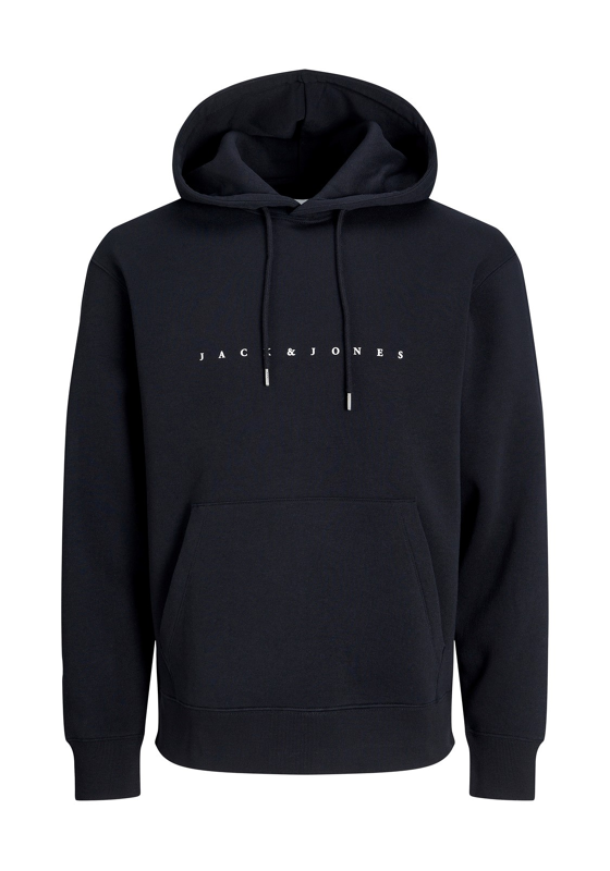 JACK & JONES Star jj sweat hood regular fit, heren hoodie katoenmengsel met capuchon, zwart JACK & JONES Star jj sweat hood regular fit, heren hoodie katoenmengsel met capuchon, zwart