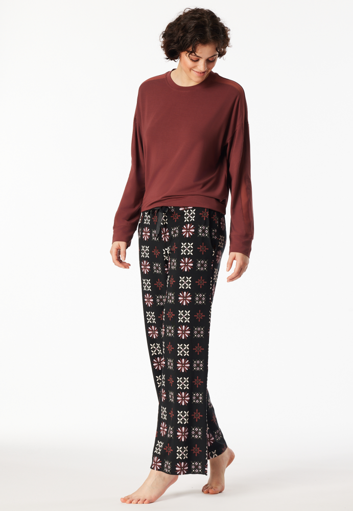 SCHIESSER dames Mix+Relax Pantalon, dames loungebroek, zwart dessin