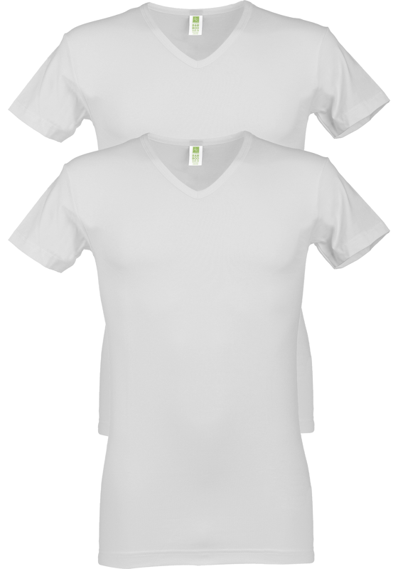 ALAN RED T-shirts Baltimora bamboo (2-pack), V-hals stretch, wit ALAN RED T-shirts Baltimora bamboo (2-pack), V-hals stretch, wit