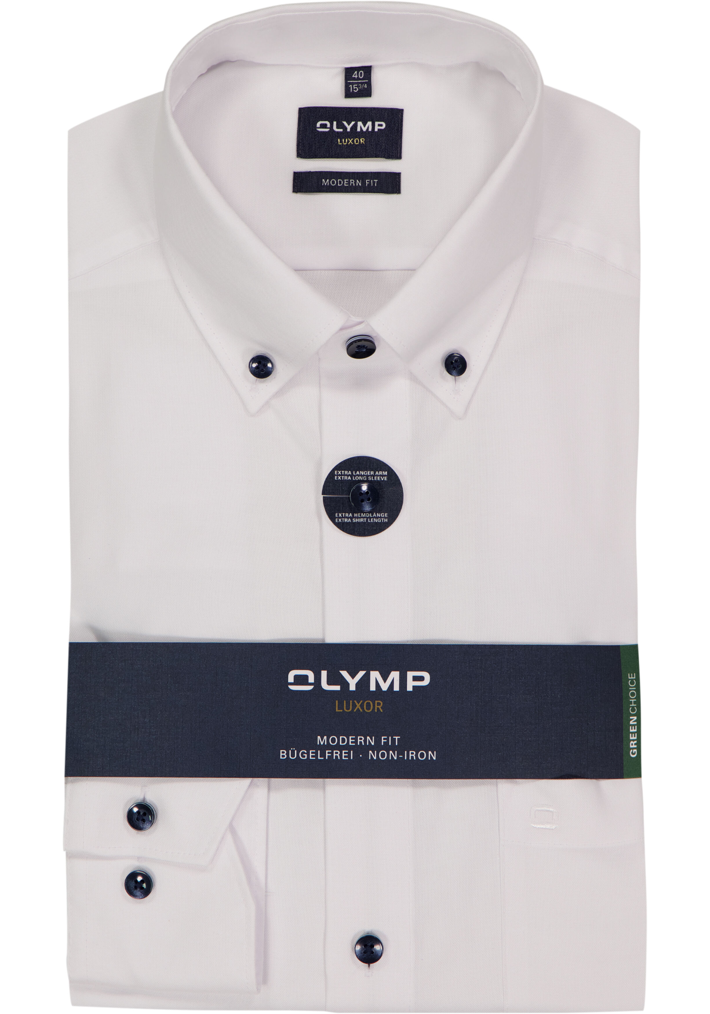 OLYMP Luxor modern fit overhemd, mouwlengte 7, pinpoint, wit