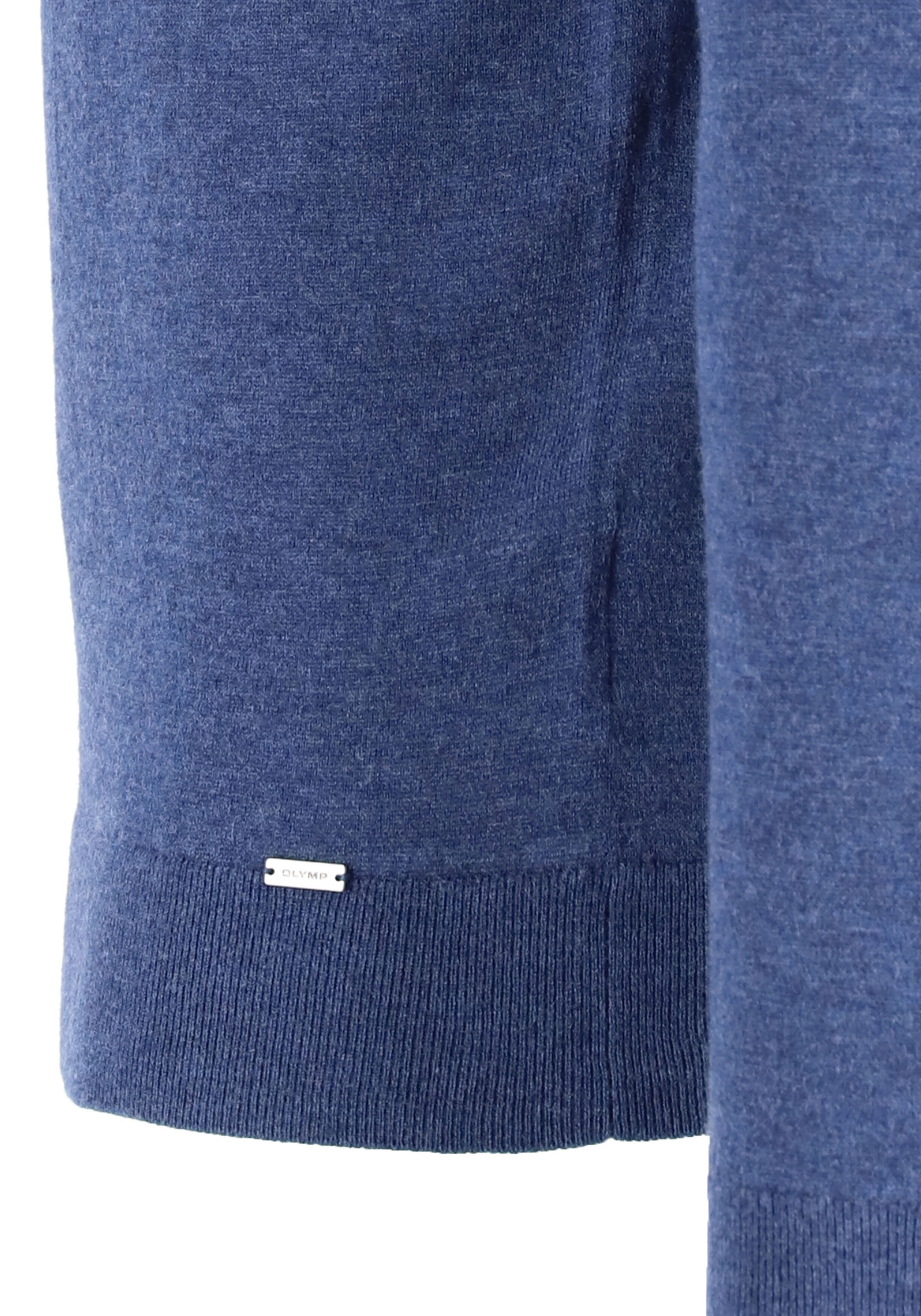 OLYMP Level 5 body fit trui wol met zijde, O-hals, royal blauw