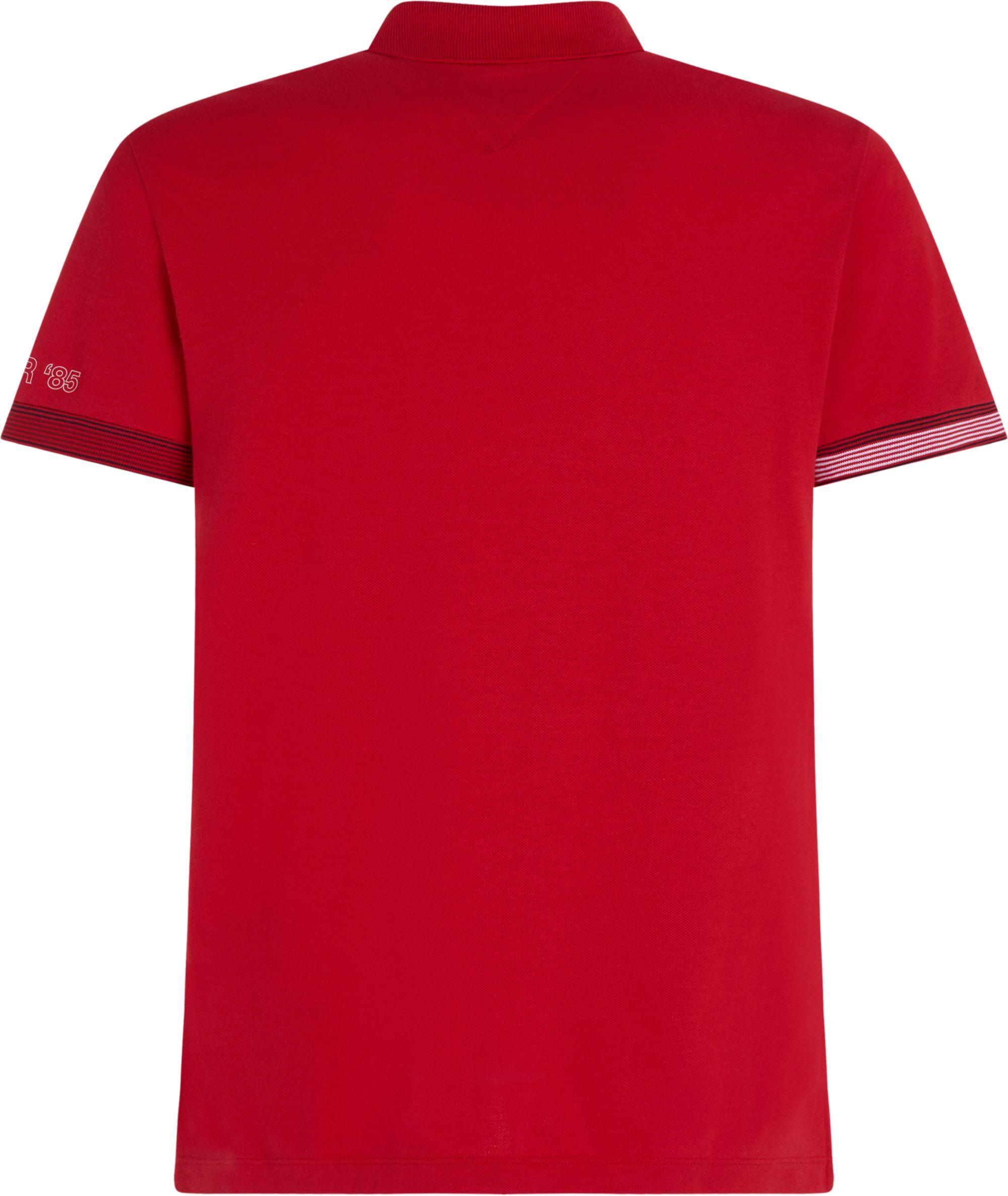 Tommy Hilfiger Flag Cuff Slim Polo, heren poloshirt, rood
