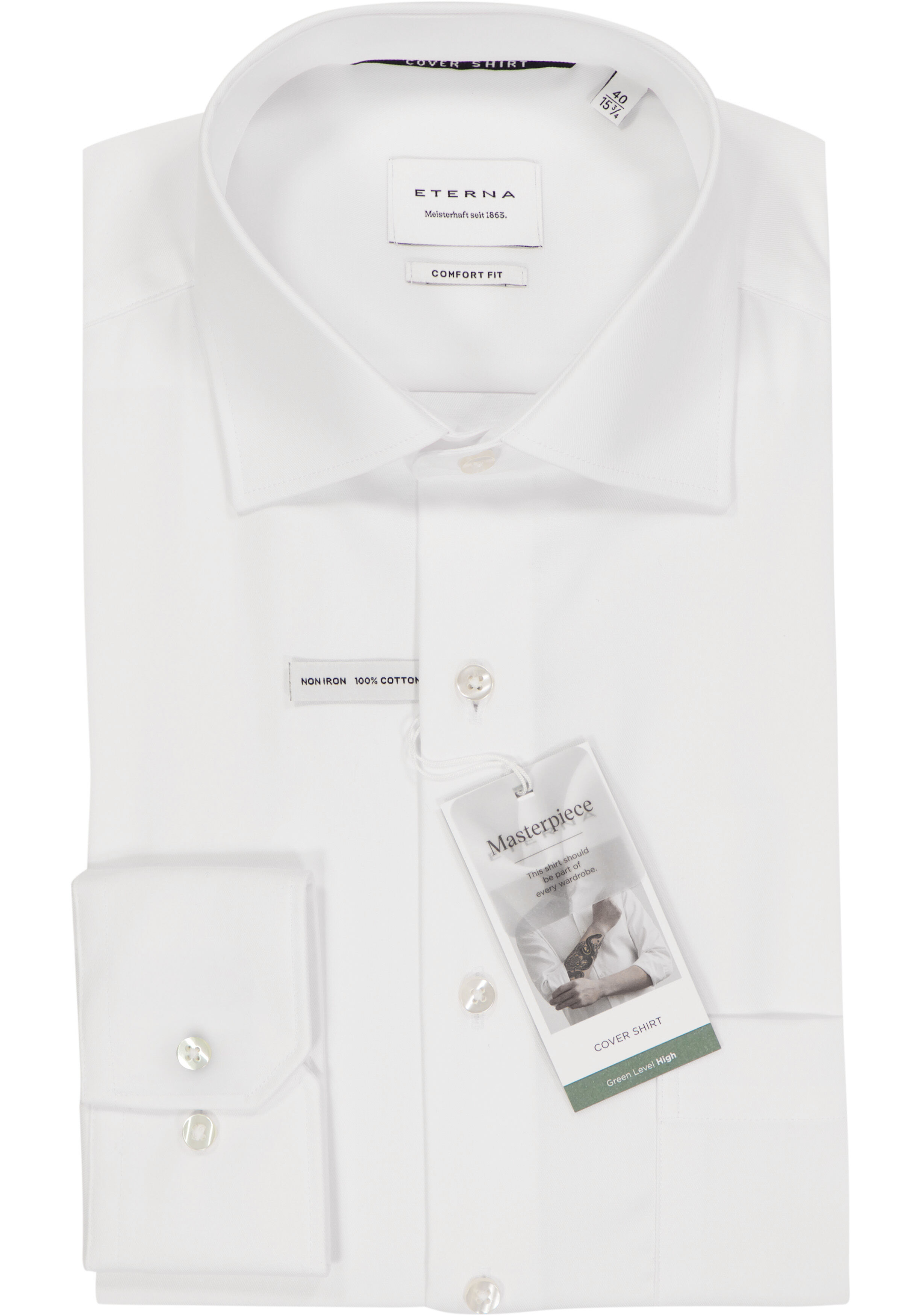 ETERNA comfort fit overhemd, niet doorschijnend twill heren overhemd, wit