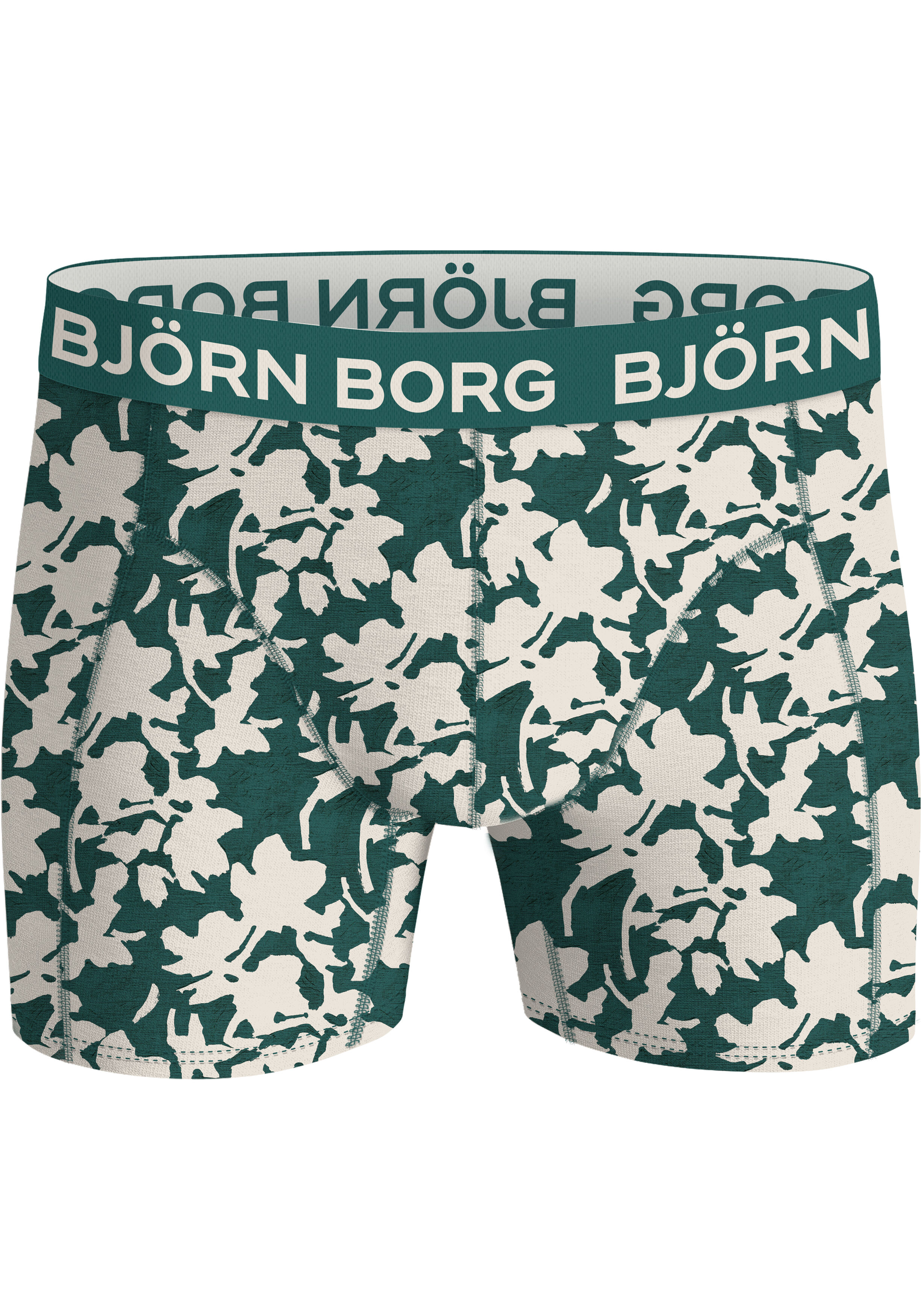Bjorn Borg Cotton Stretch boxers, heren boxers normale lengte (3-pack), middengroen, groen met wit dessin en donkergroen