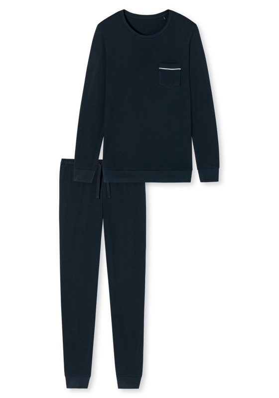 SCHIESSER Fine Interlock pyjamaset, heren pyjama lang interlock donkerblauw SCHIESSER Fine Interlock pyjamaset, heren pyjama lang interlock donkerblauw