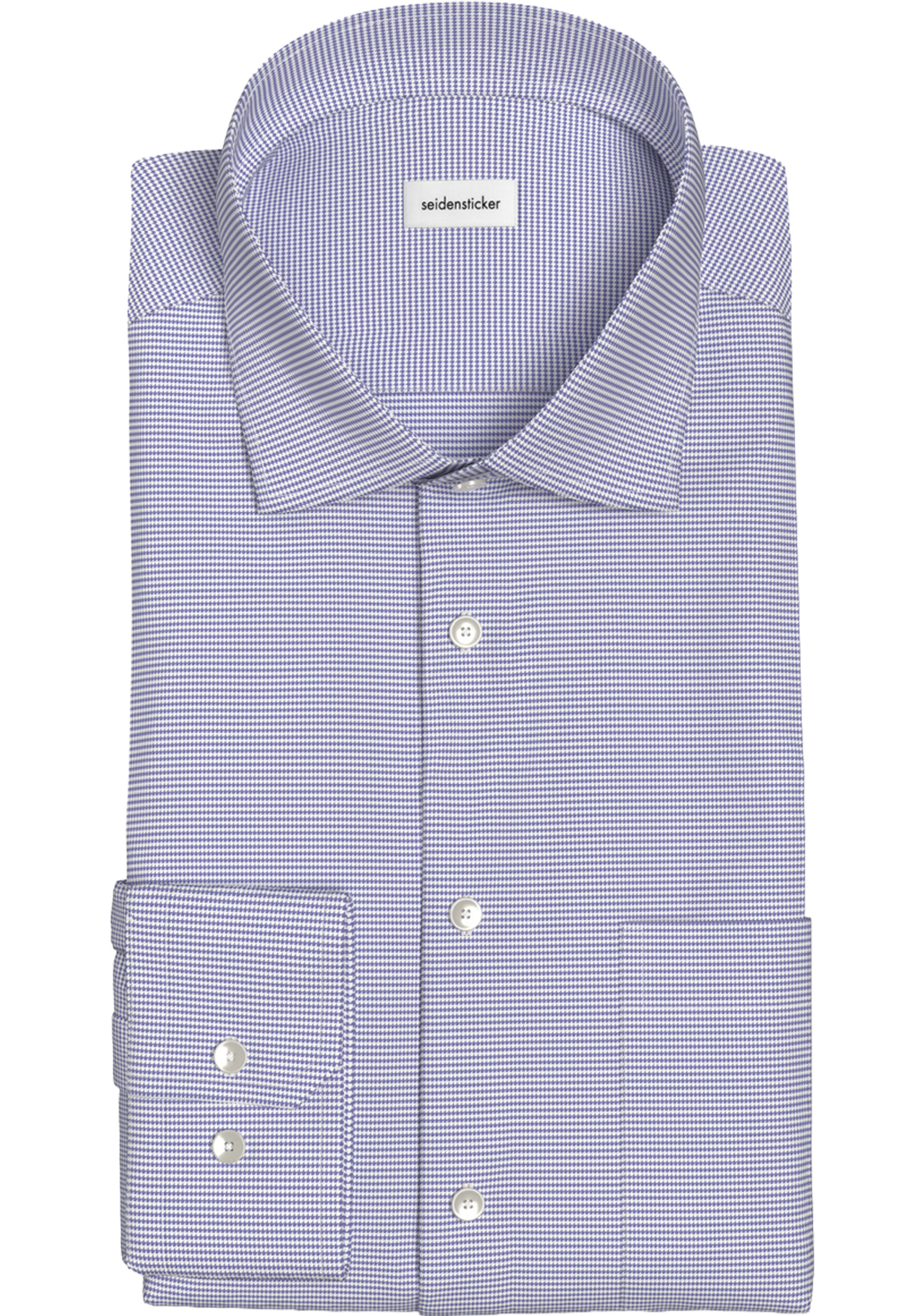 Seidensticker regular fit overhemd, structuur, blauw