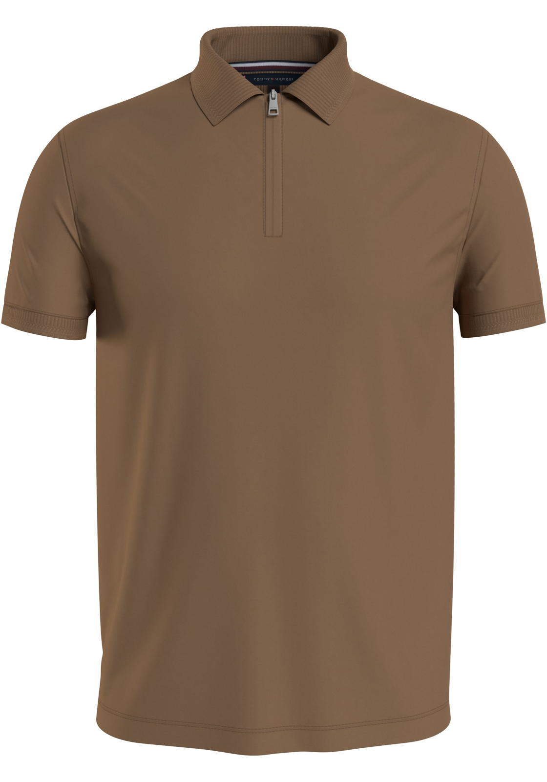 image_2_MW0MW34746GWJ_F_C4101wid2000amphei2000ampop_usm1710 Tommy Hilfiger Dc Interlock Zip Slim Polo, heren poloshirt, bruin