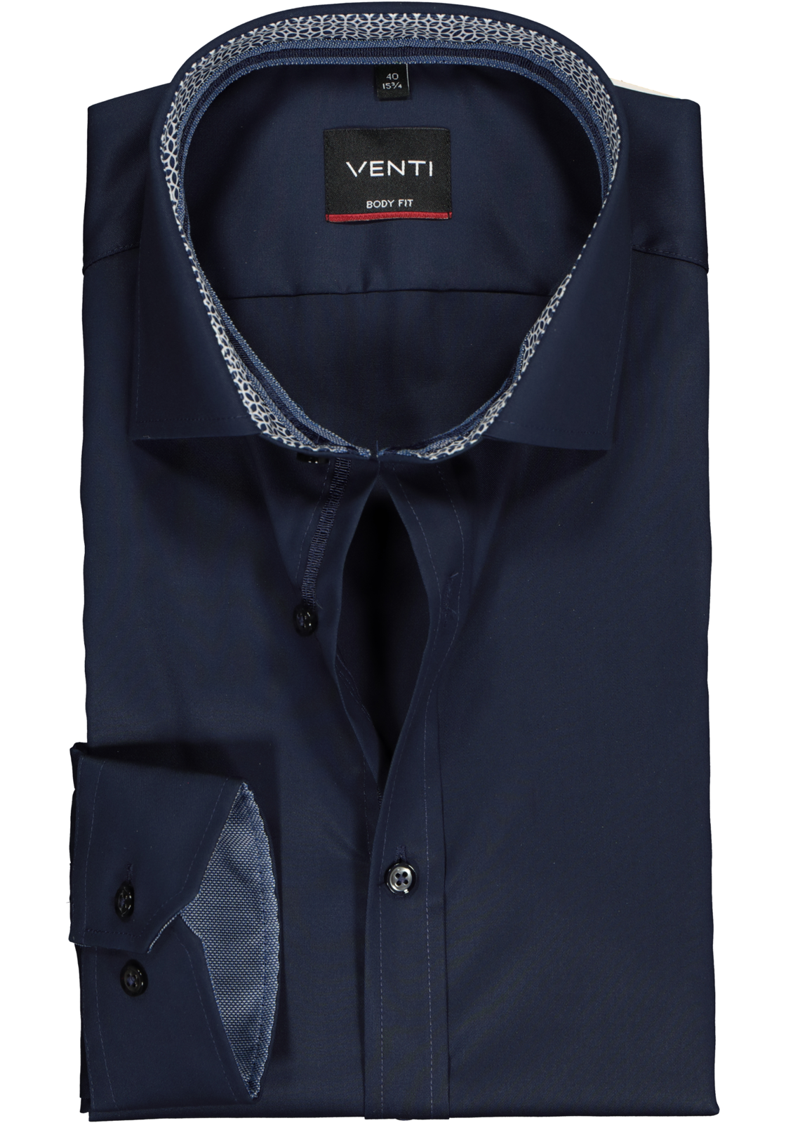 1-4060031921954_venti-overhemd_HR VENTI body fit overhemd, donkerblauw twill (contrast)
