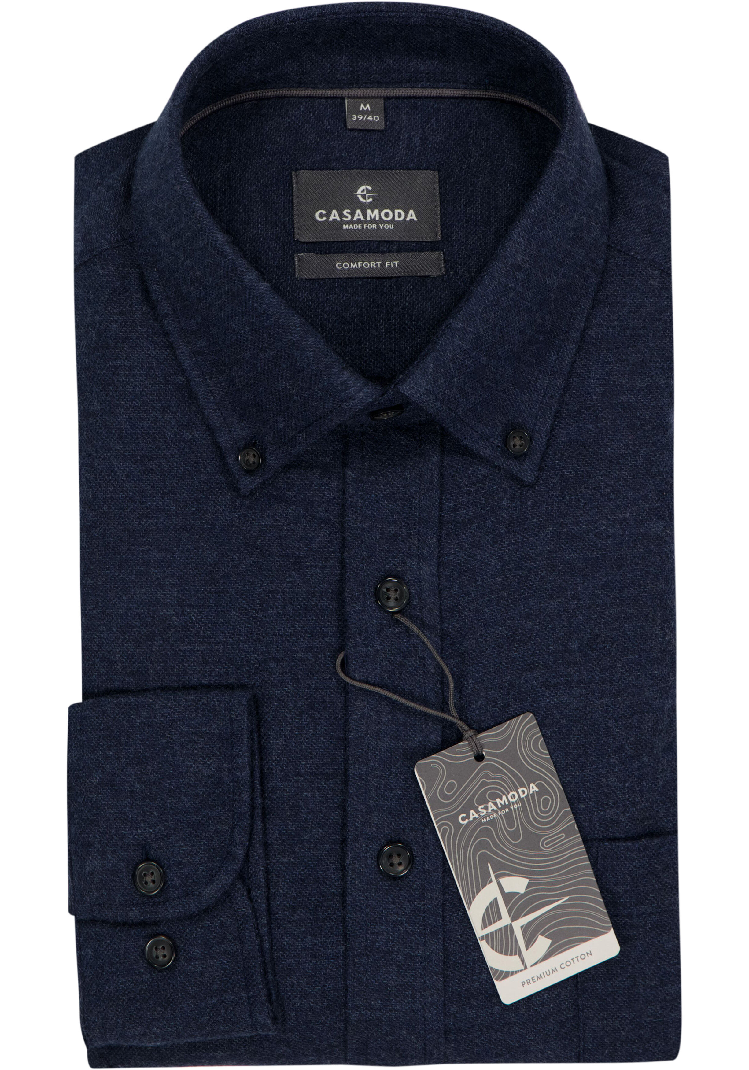CASA MODA Sport comfort fit overhemd, structuur, donkerblauw