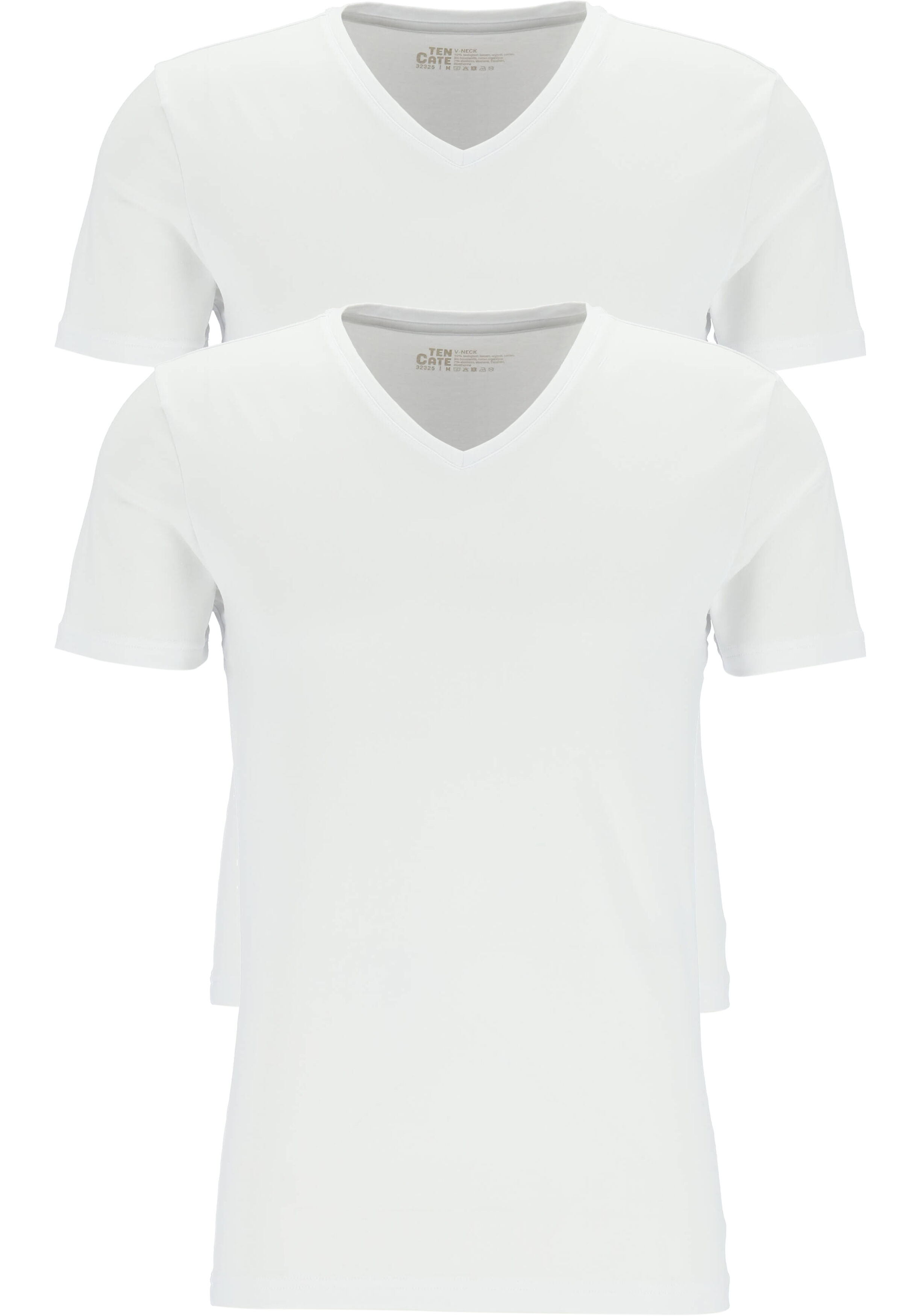 TEN CATE Basics men T-shirt (2-pack), heren T-shirts V-hals, wit