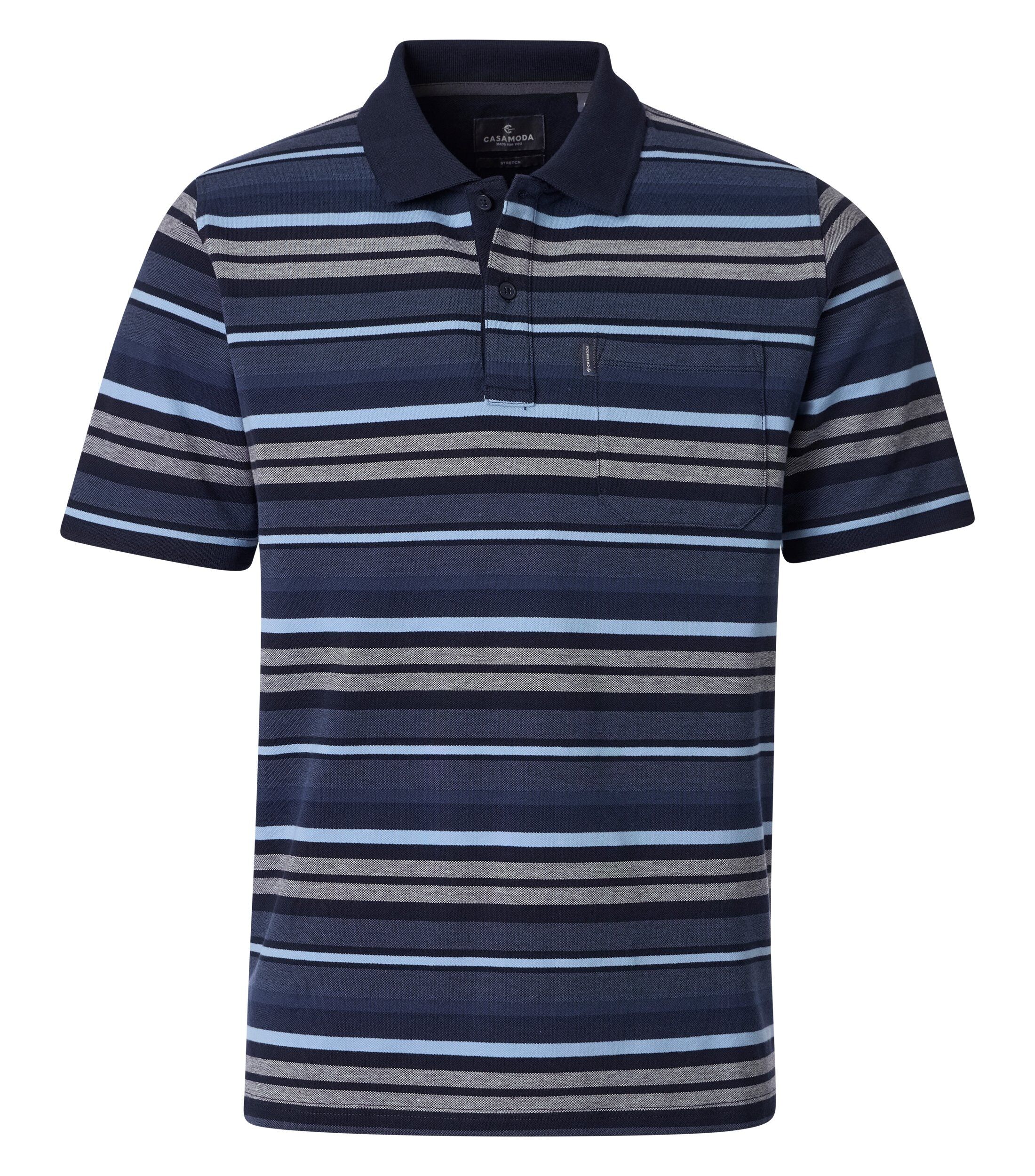 CASA MODA comfort fit heren polo, blauw dessin