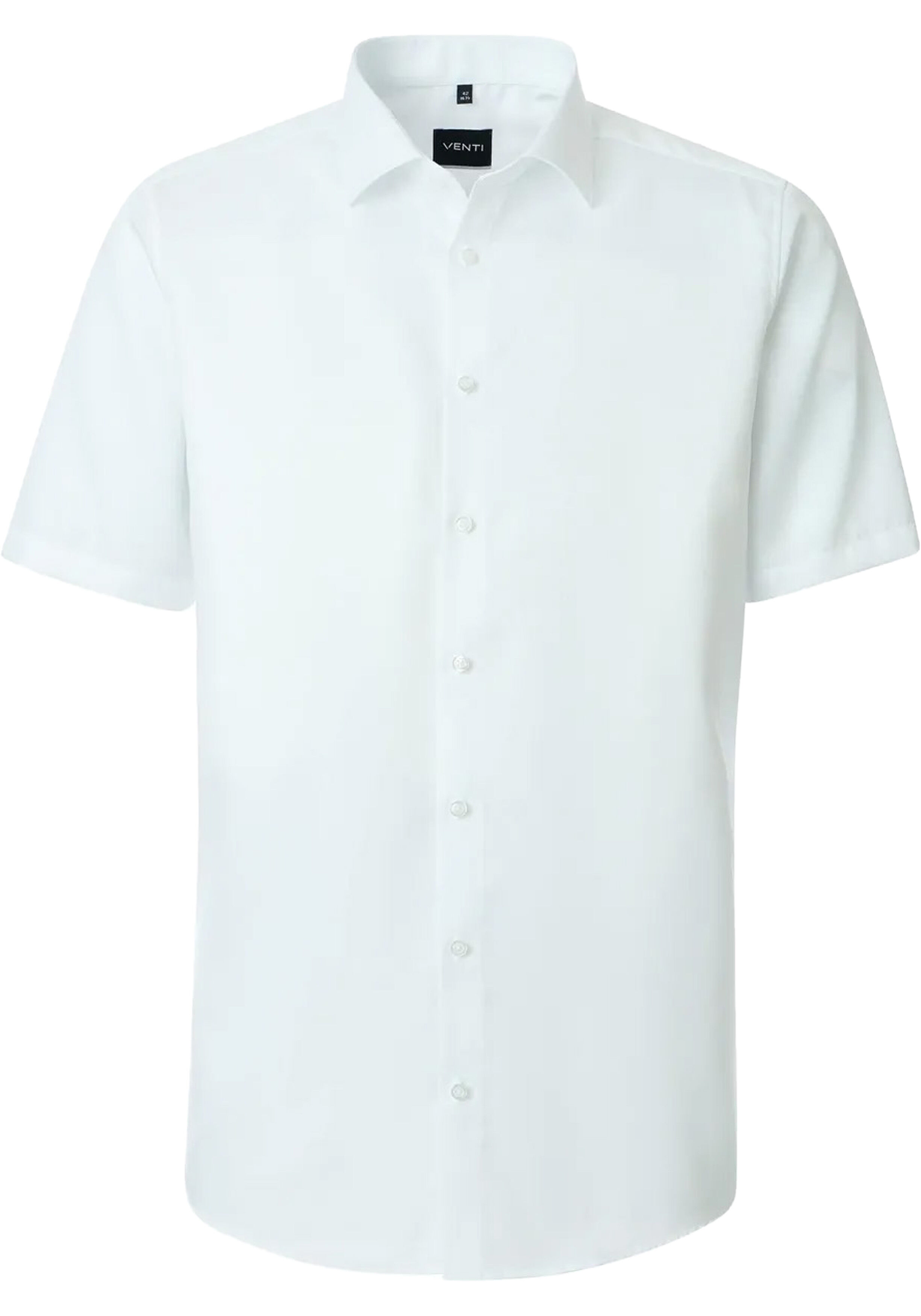VENTI modern fit overhemd, korte mouw, twill, wit