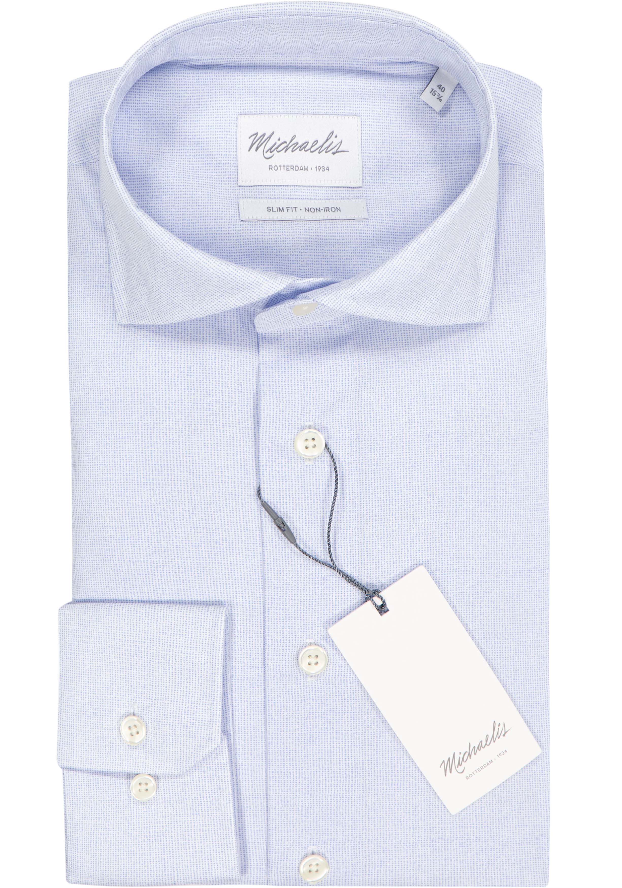 Michaelis slim fit heren overhemd, structuur, blauw