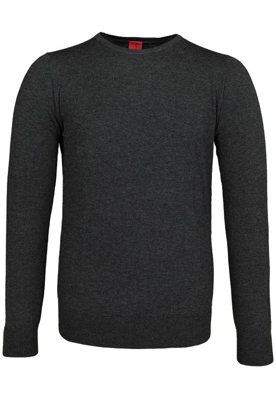 OLYMP Level 5 body fit trui wol met zijde, O-hals, antraciet grijs OLYMP Level 5 body fit trui wol met zijde, O-hals, antraciet grijs