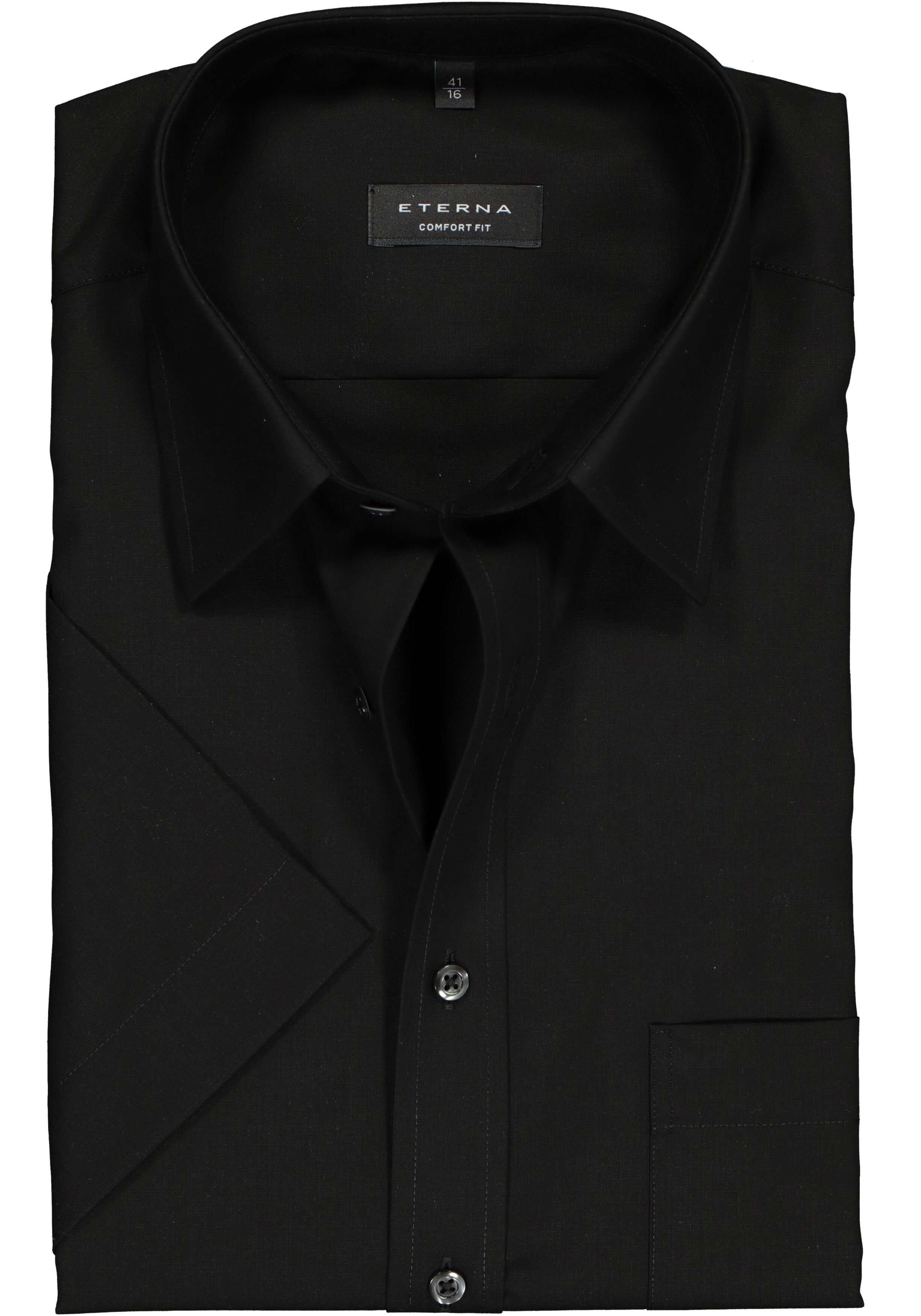 ETERNA comfort fit overhemd, korte mouw, poplin heren overhemd, zwart