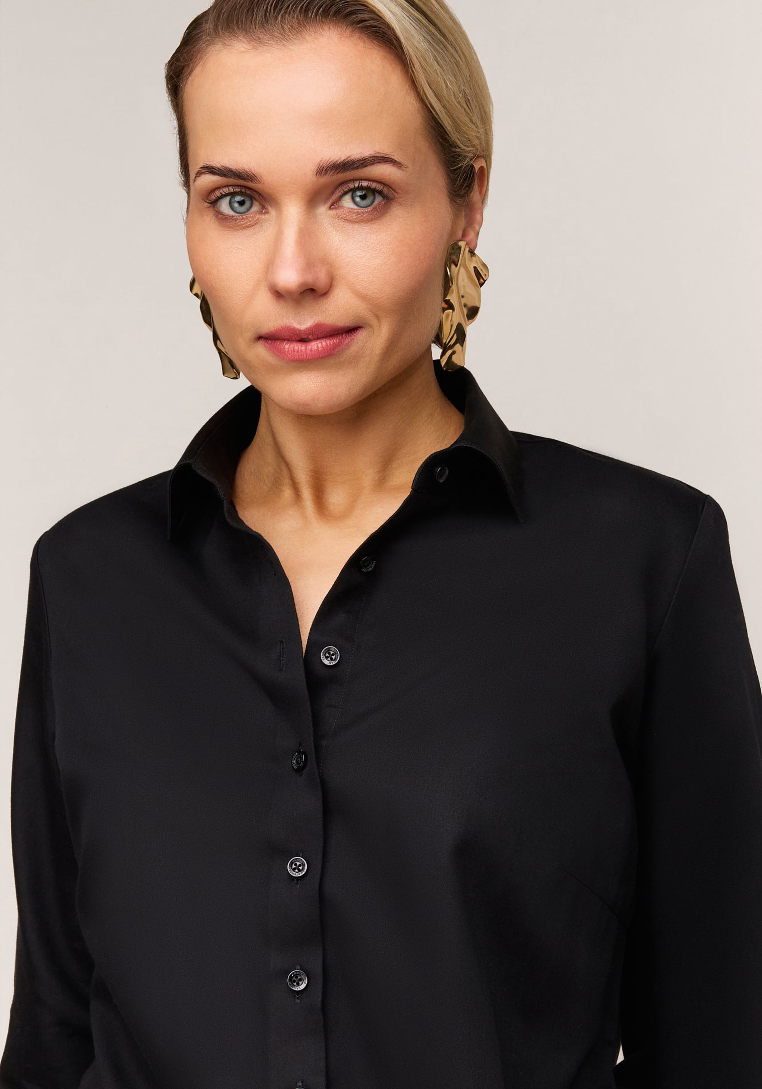 Vander Amsterdam damesblouse regular fit enkele manchet, twill, zwart