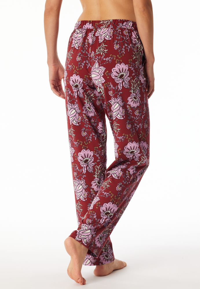SCHIESSER dames Mix+Relax Pantalon, dames loungebroek, donkerrood dessin