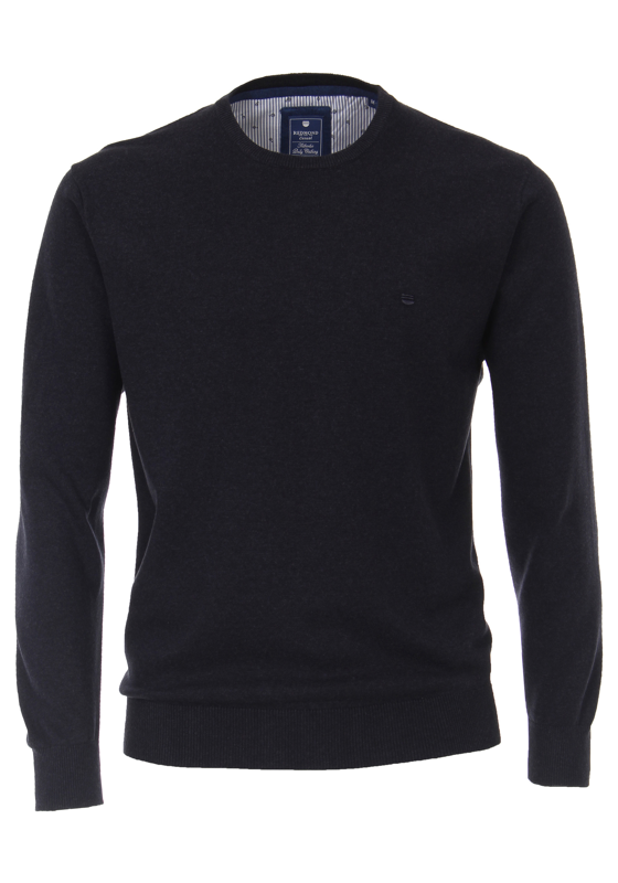 Redmond heren trui katoen, O-hals, donkerblauw  Redmond heren trui katoen, O-hals, donkerblauw